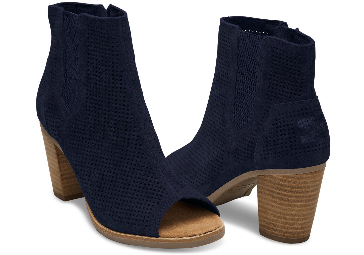 navy suede booties