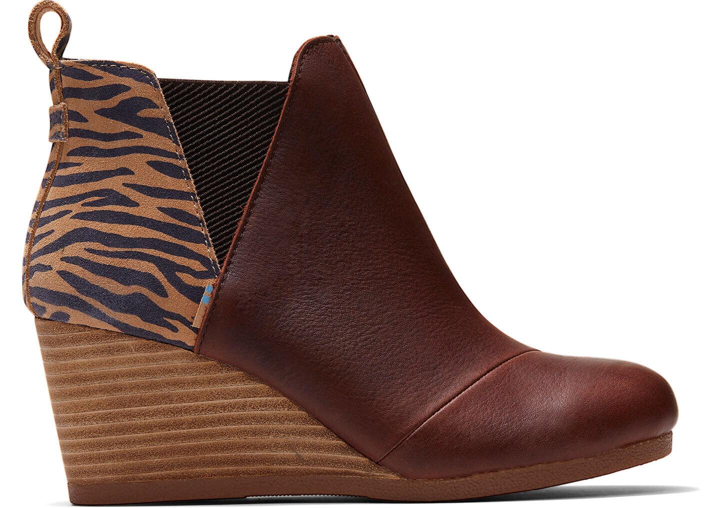TOMS Suede Kelsey Wedge Bootie in Zebra 