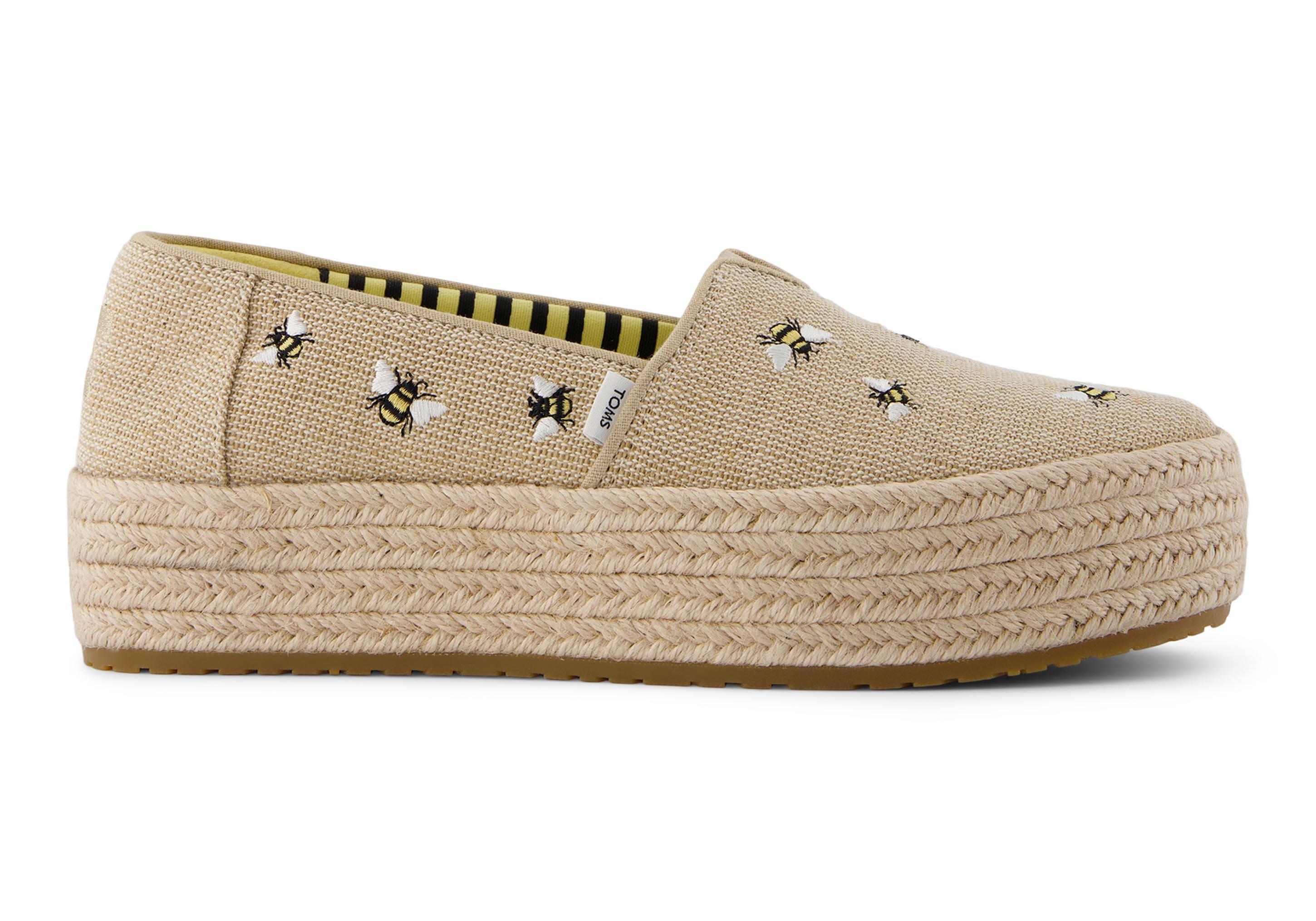 TOMS Burlap Embroidered Platform Rope Sole Espadrille Shoe Valencia in Black Lyst UK