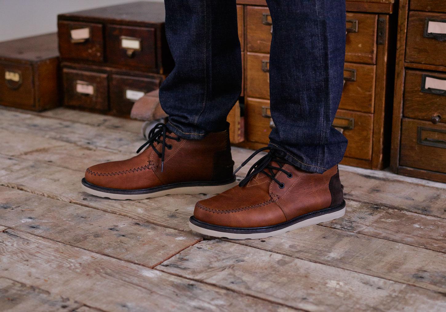 toms waterproof brown pull up leather men's chukka boots