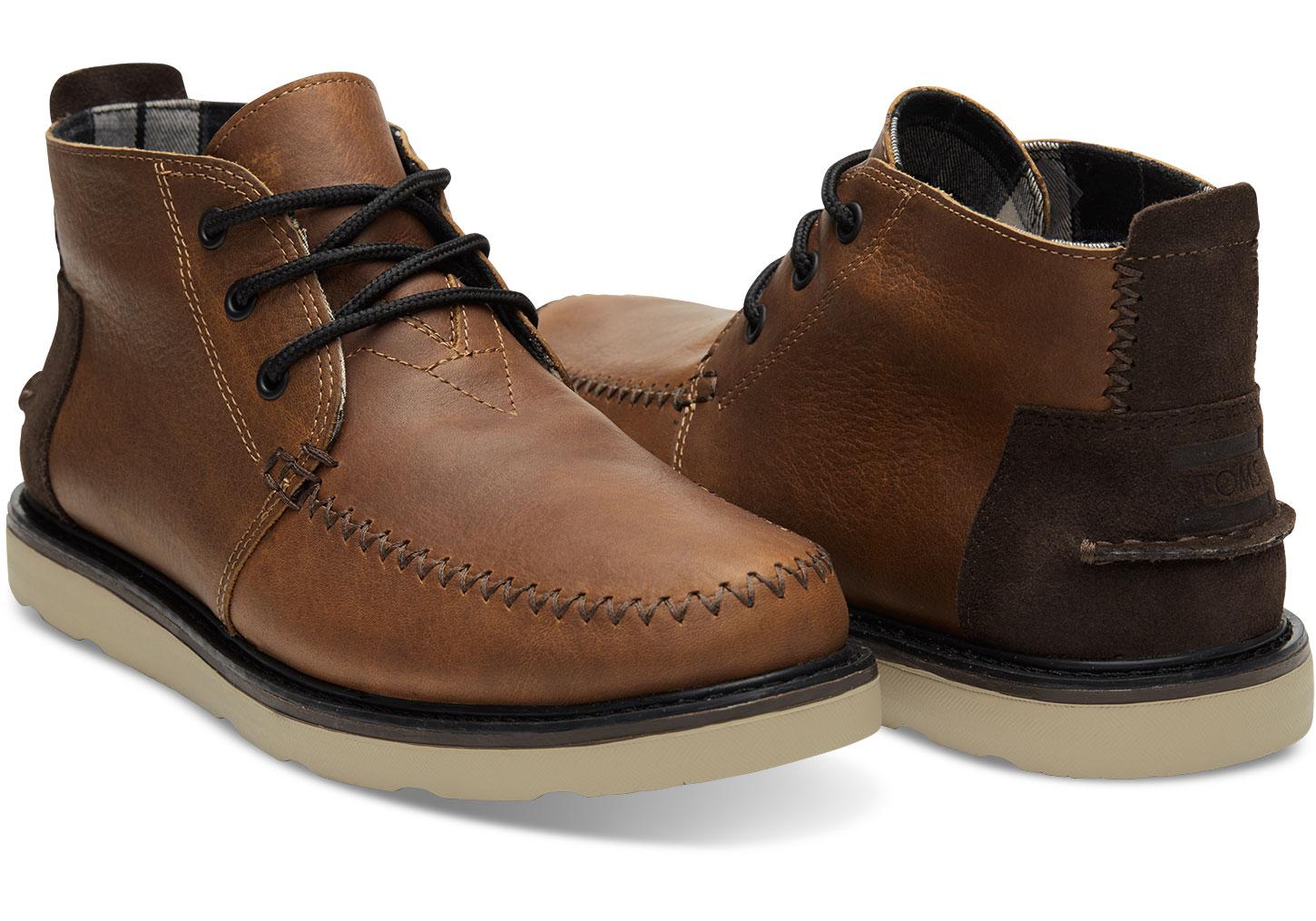 TOMS Waterproof Brown Leather Men's Chukka Boots for Men - Lyst