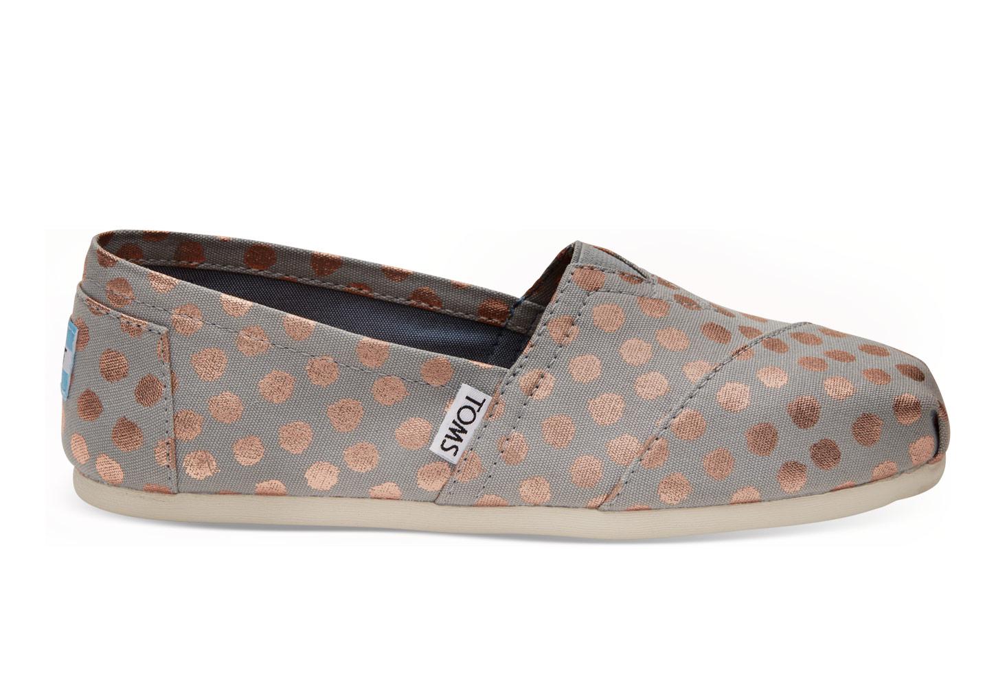 toms rose gold polka dot shoes