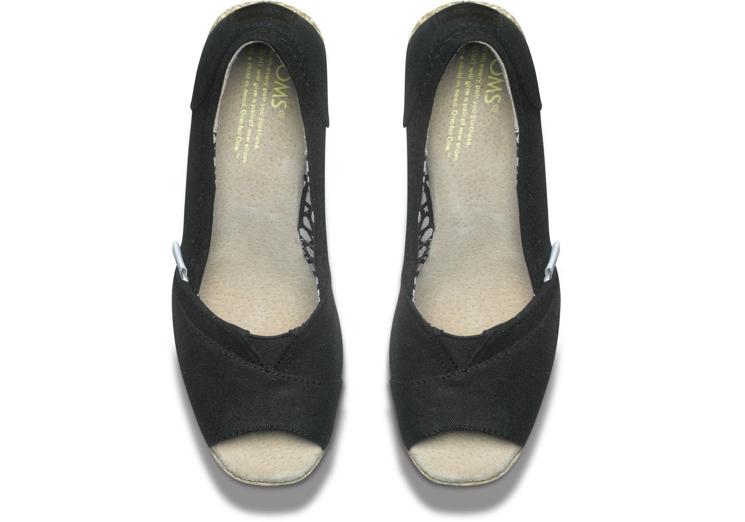black canvas wedge shoes