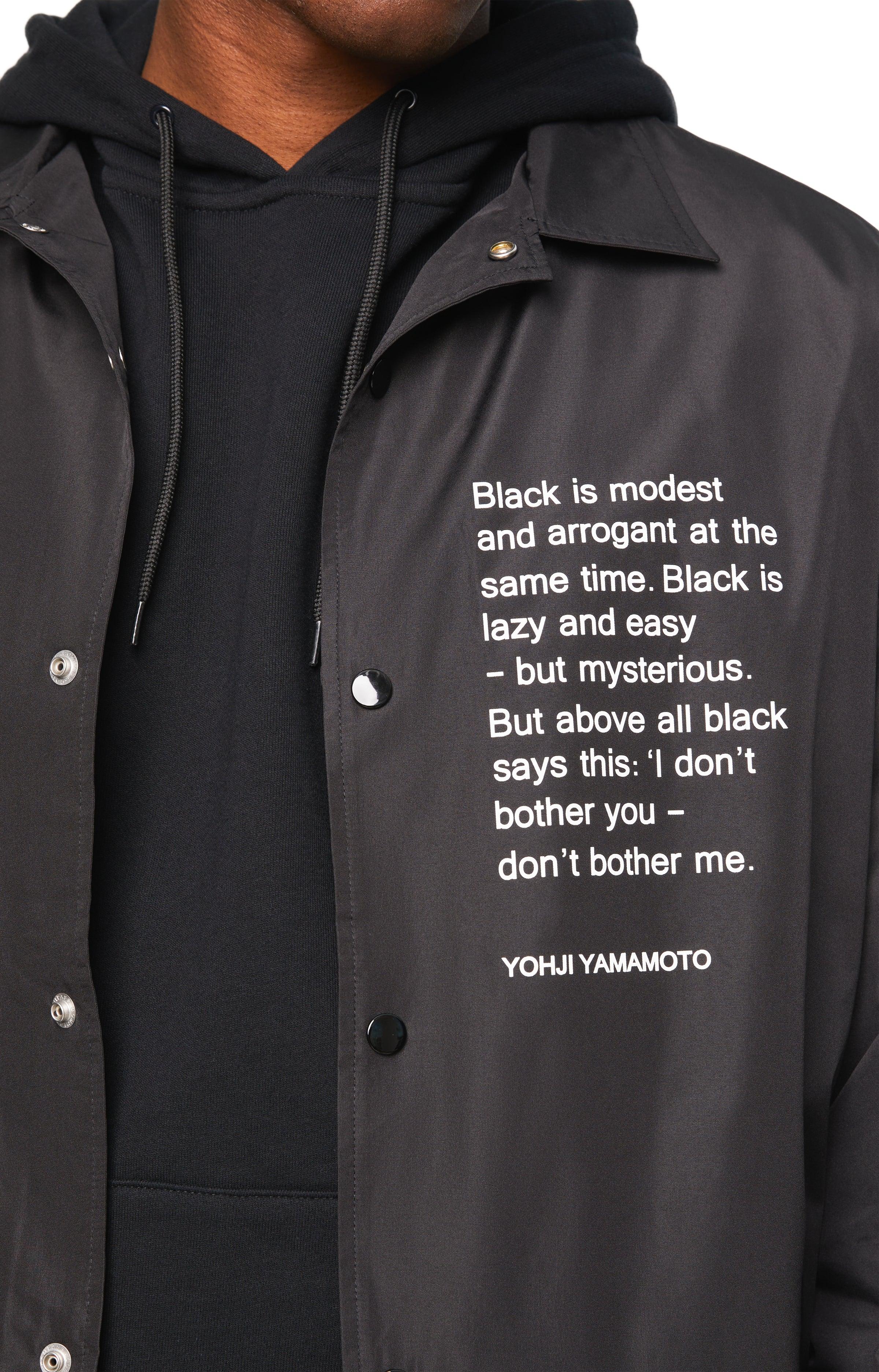 65センチ毛100%リブYohji Yamamoto ヨウジヤマモト 22AW x NEW ERA Wool Coach Jacket ×ニューエラコラボ バックロゴコーチジャケット ブラック HE-Y90-513-1