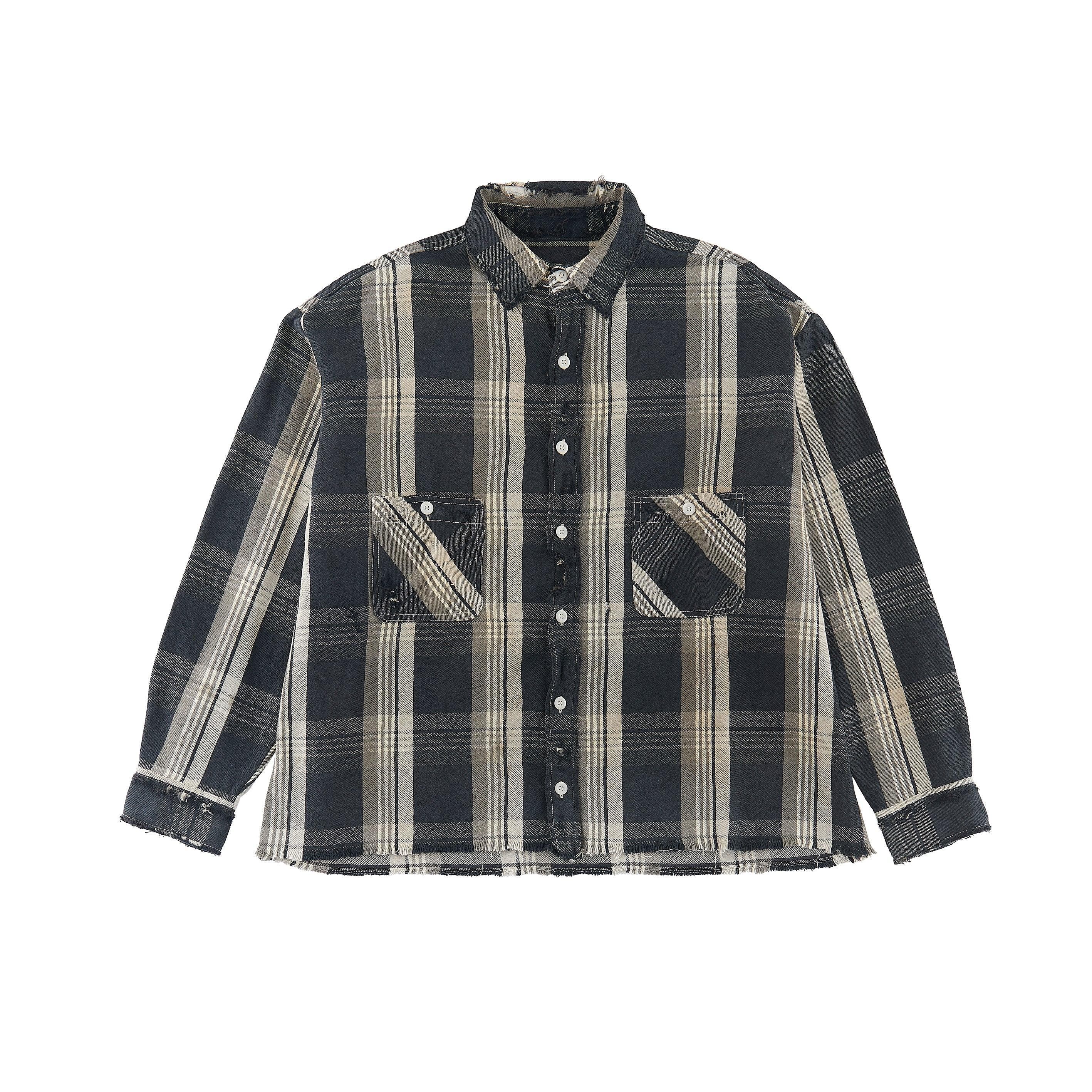 Saint Michael Distressed Flannel Shirt in Black for Men | Lyst