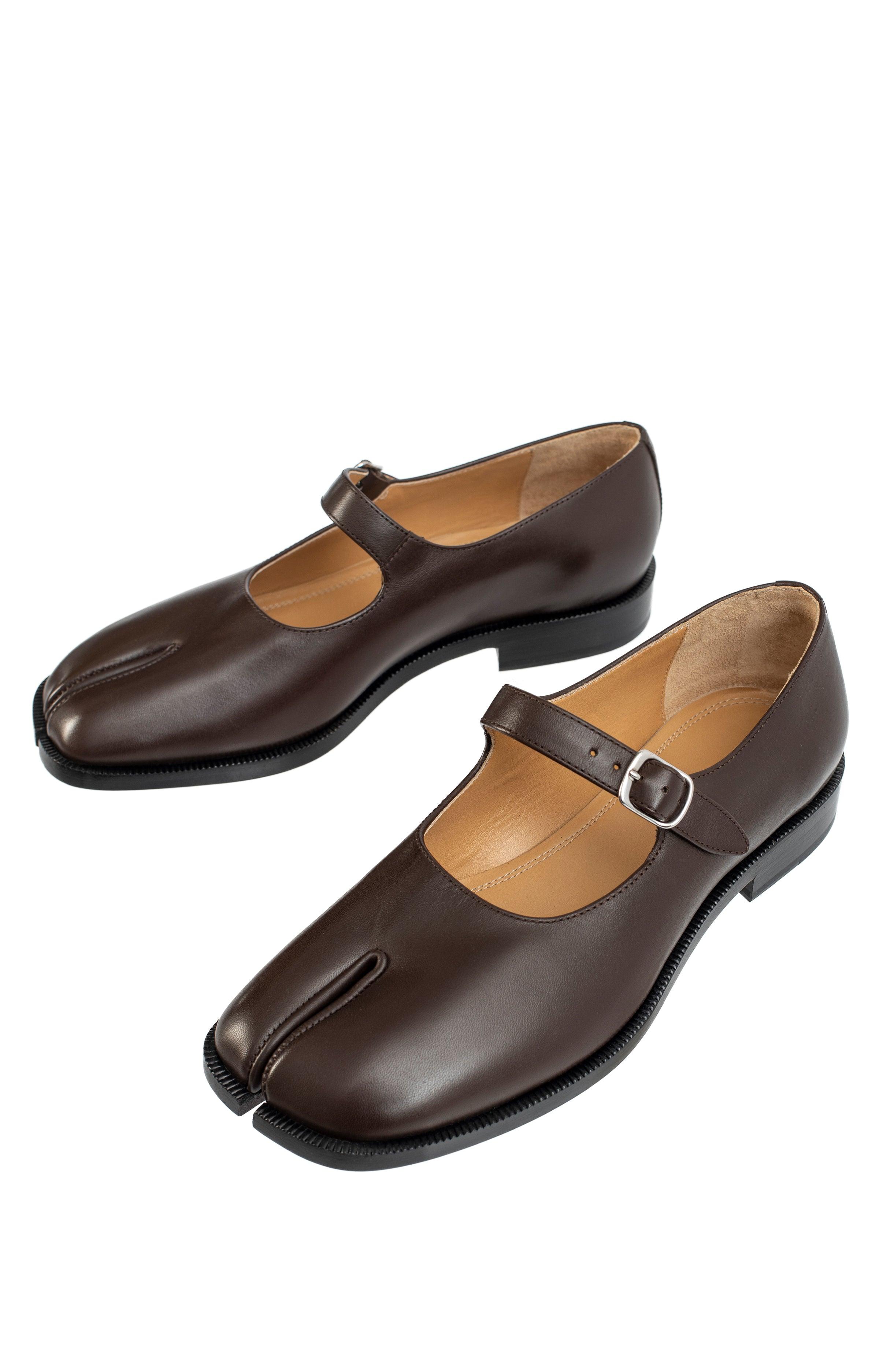 Maison Margiela Brown Leather Tabi Mary Jane Loafers Lyst