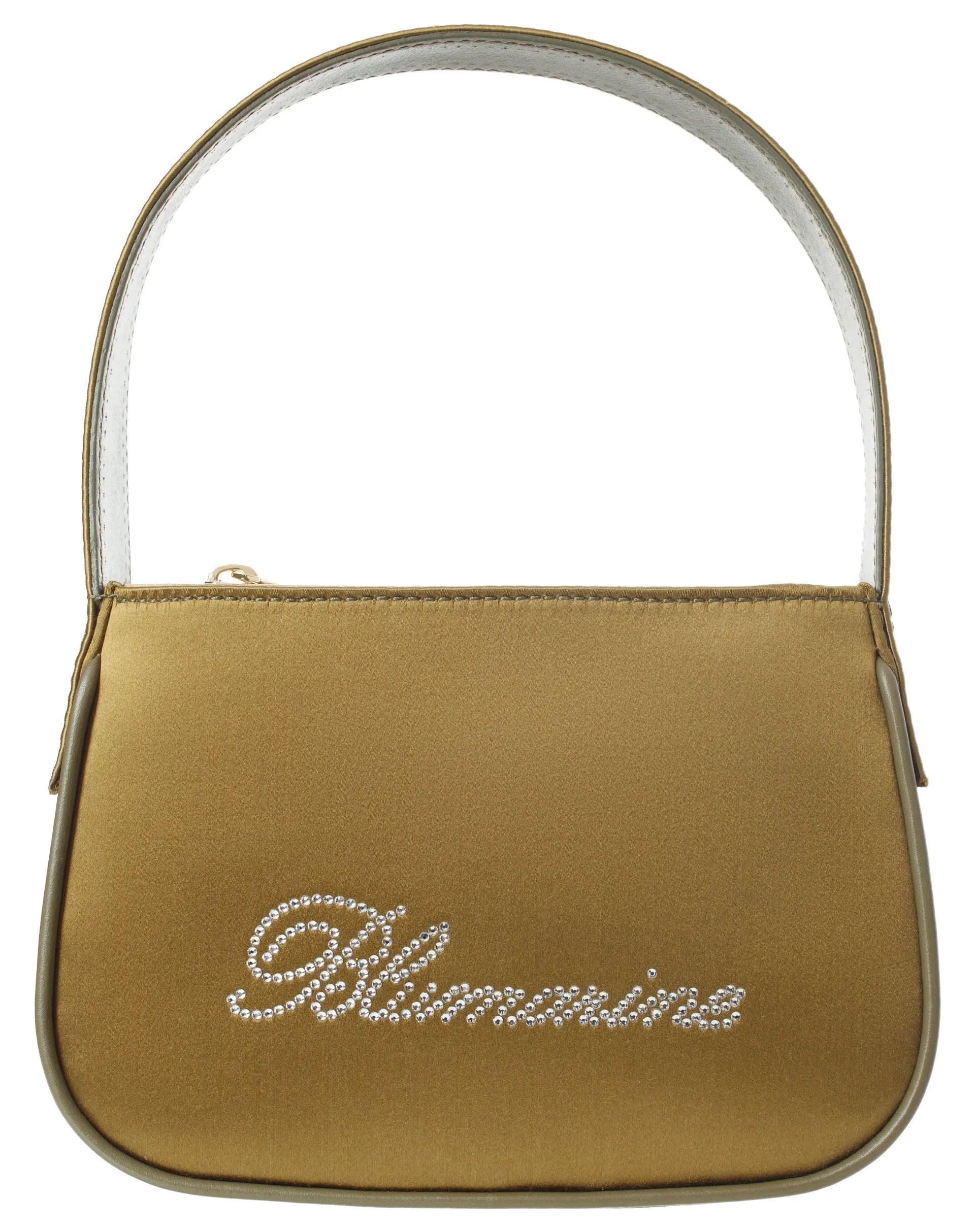 Blumarine Satin Bag With Crystal Logo in Natural | Lyst