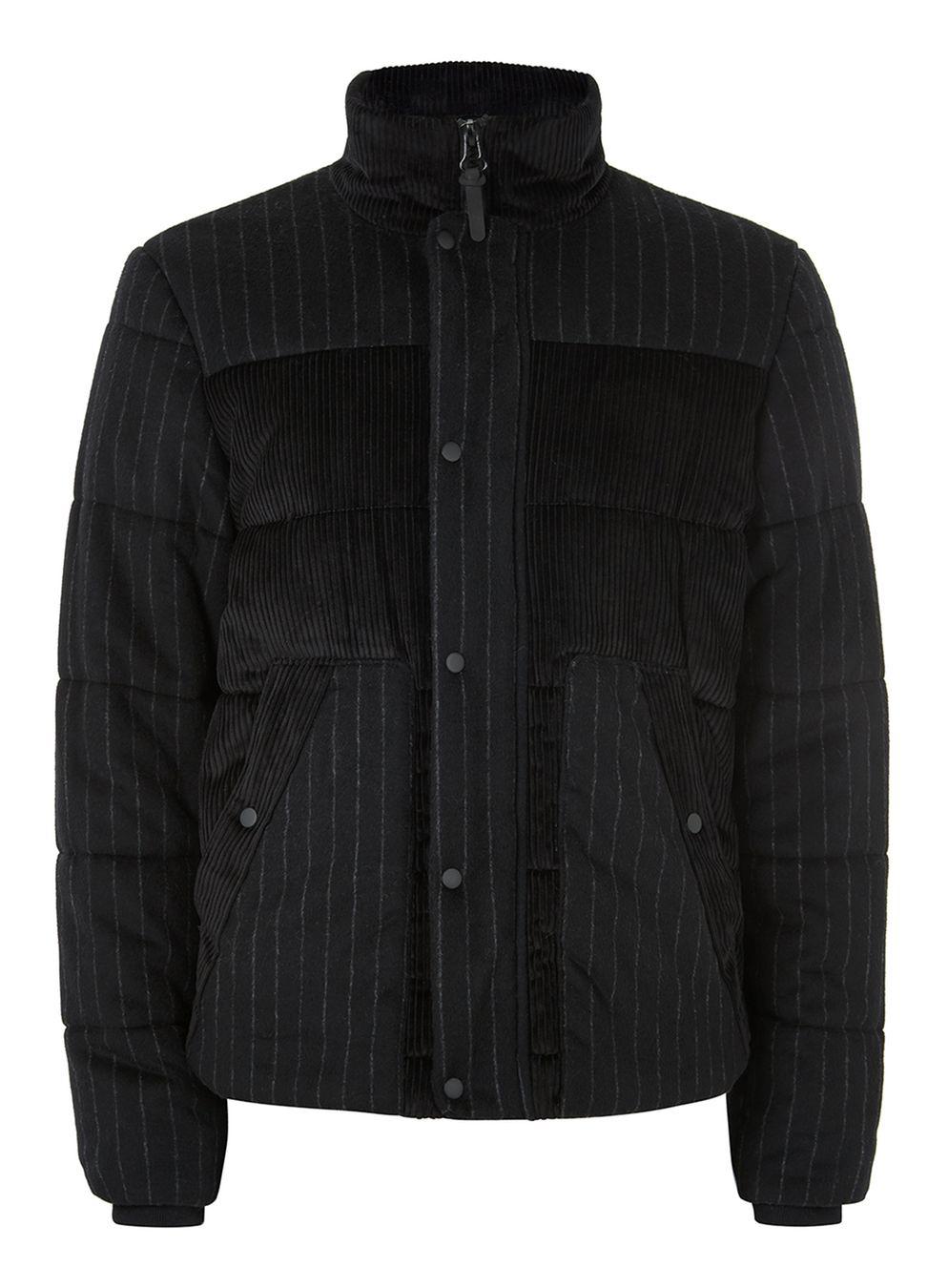 TOPMAN Black Corduroy Puffer Jacket for Men - Lyst