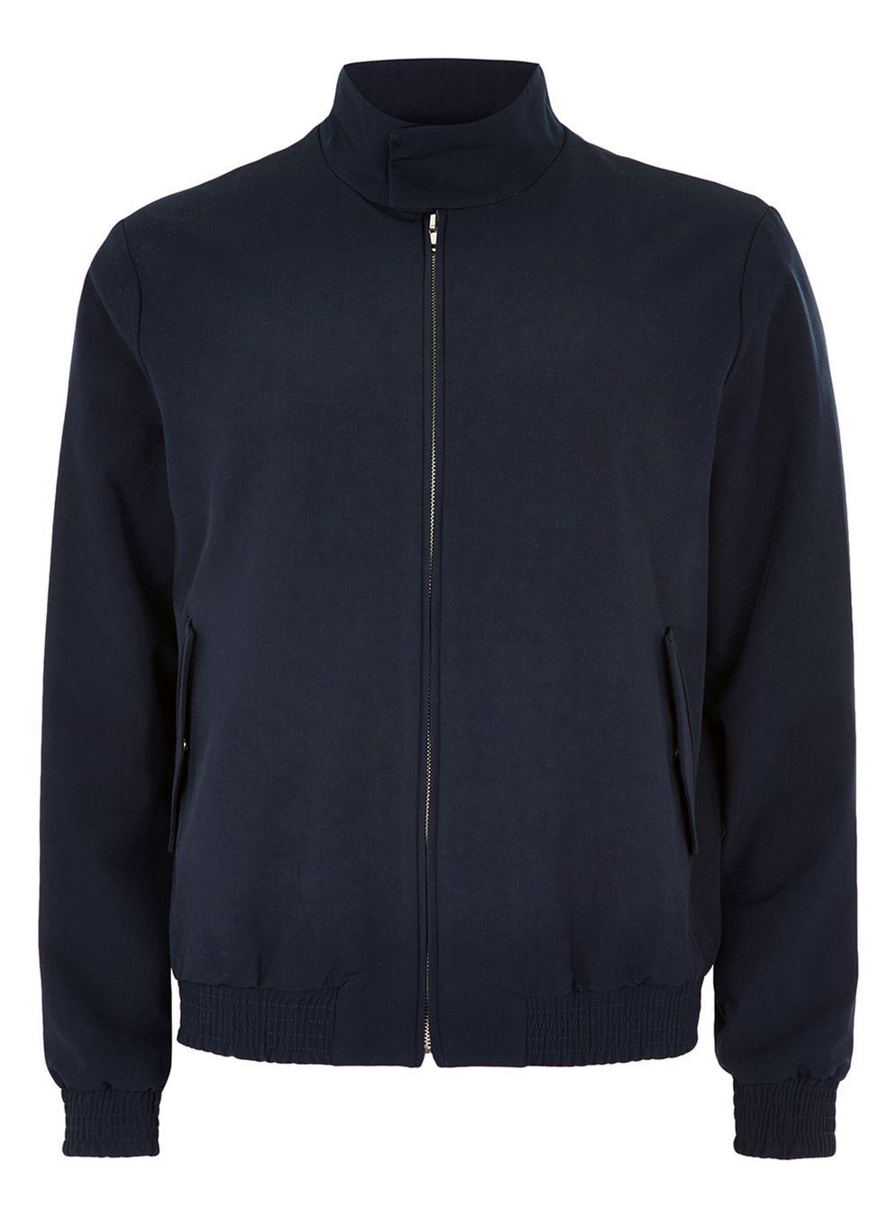 TOPMAN Synthetic Navy Smart Harrington Jacket in Blue for Men - Lyst