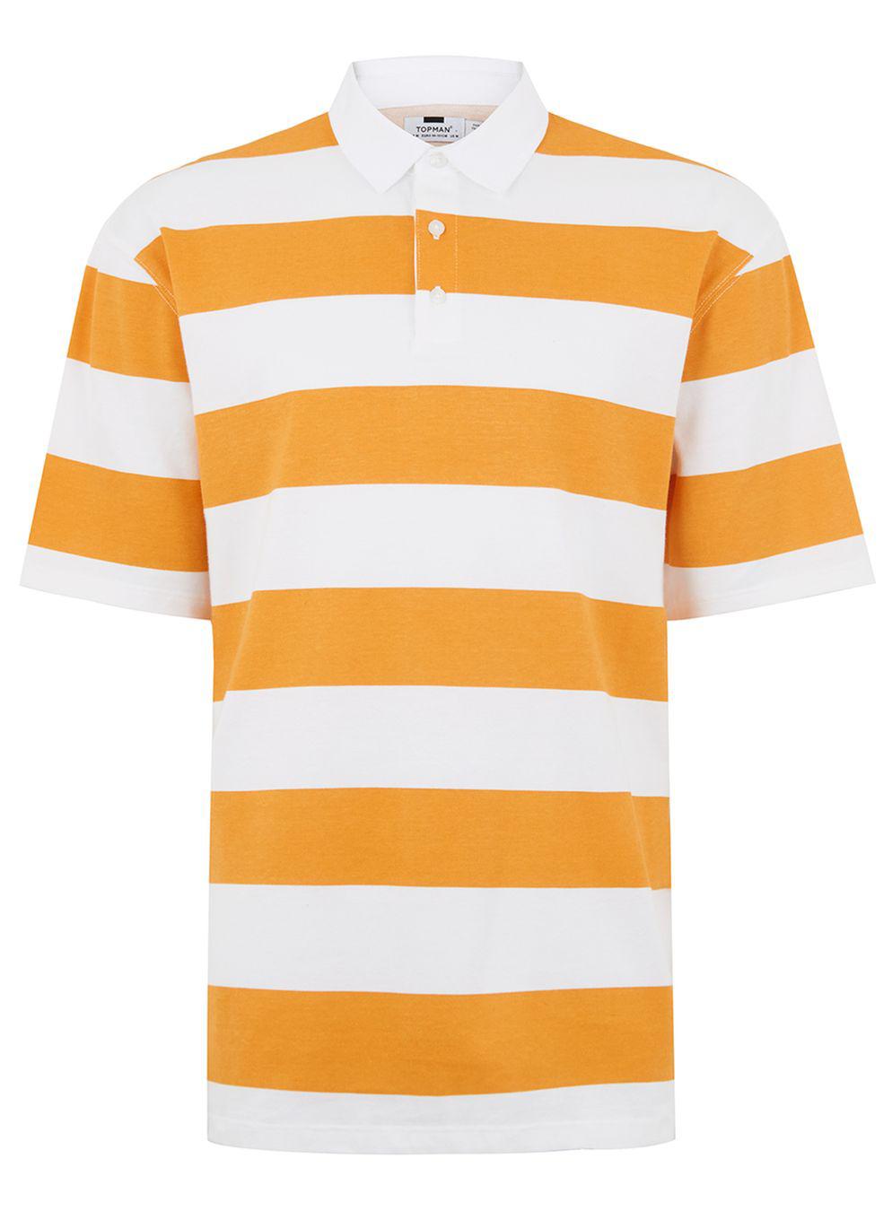 Lyst Topman Yellow Stripe Polo Shirt in Yellow for Men