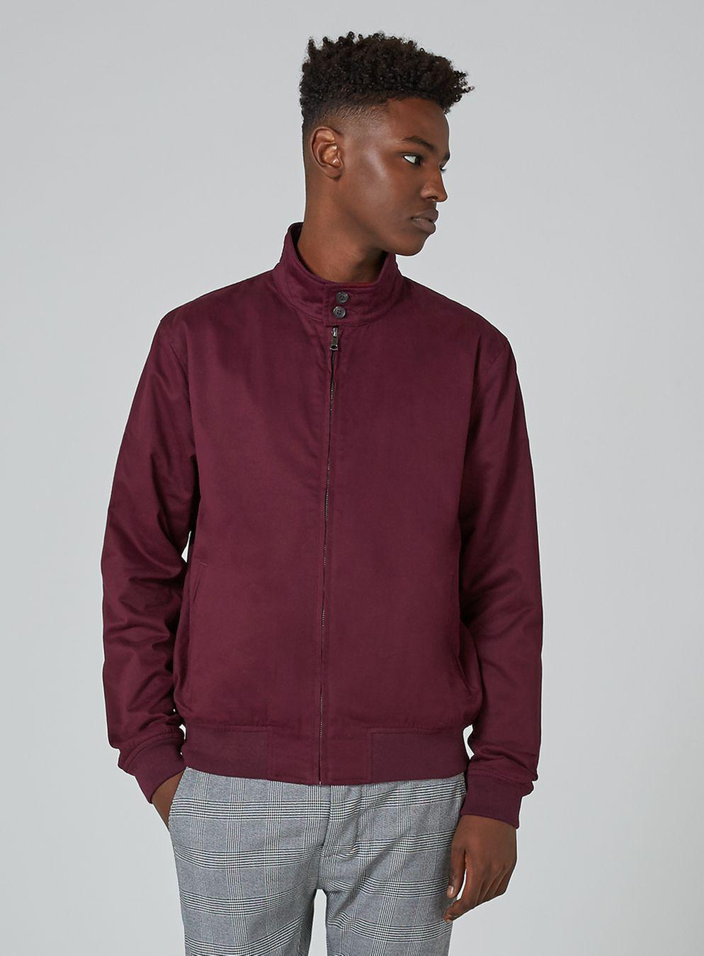 Download TOPMAN Cotton Burgundy Harrington Jacket in Red for Men - Lyst