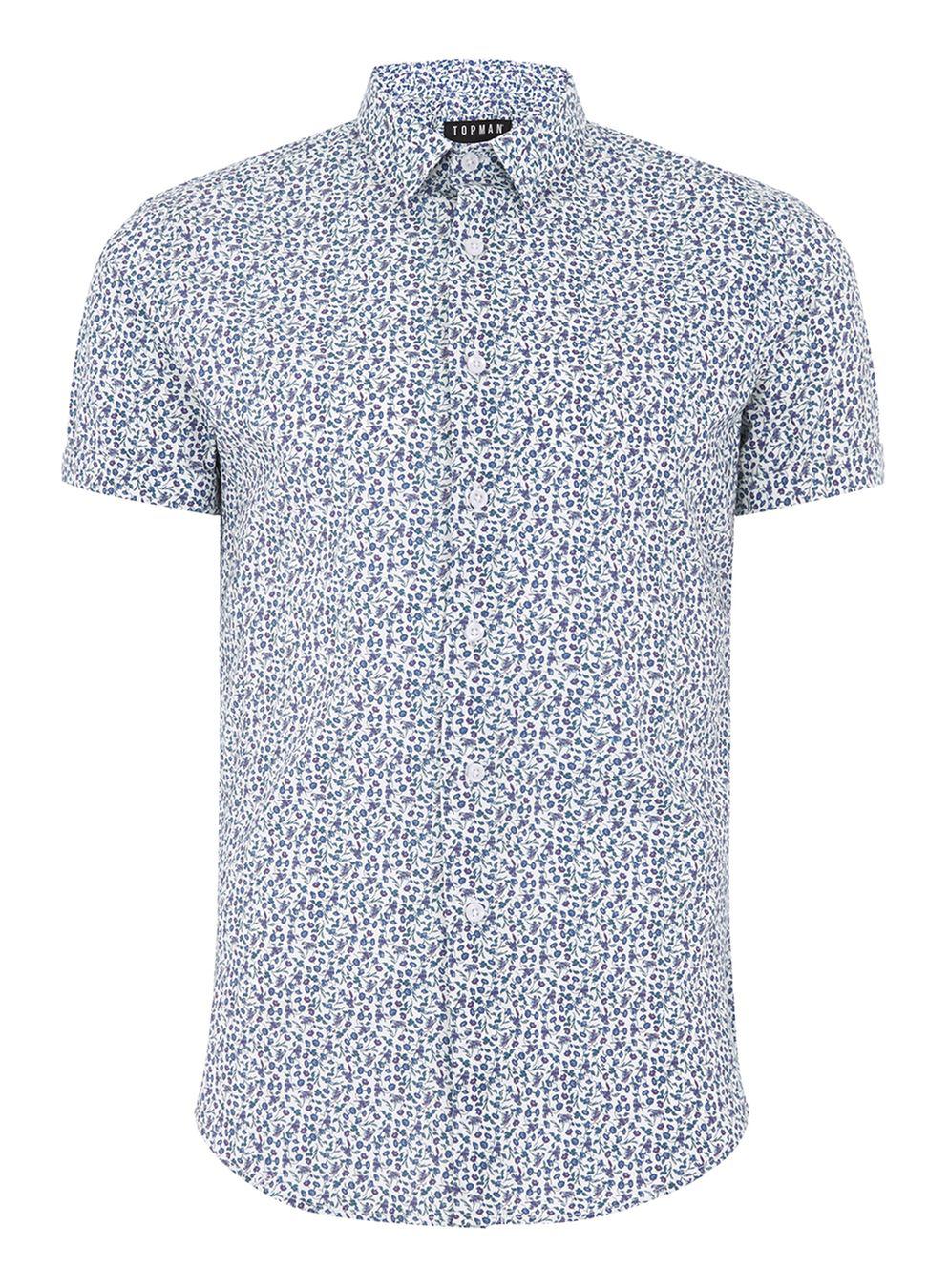 Lyst - Topman White And Blue Floral Shirt in Blue for Men