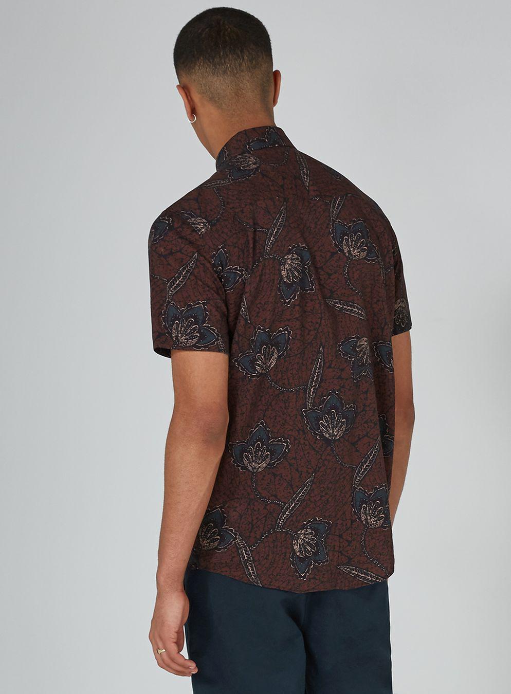 Topman Burgundy Print Short Sleeve Shirt in Black for Men ...