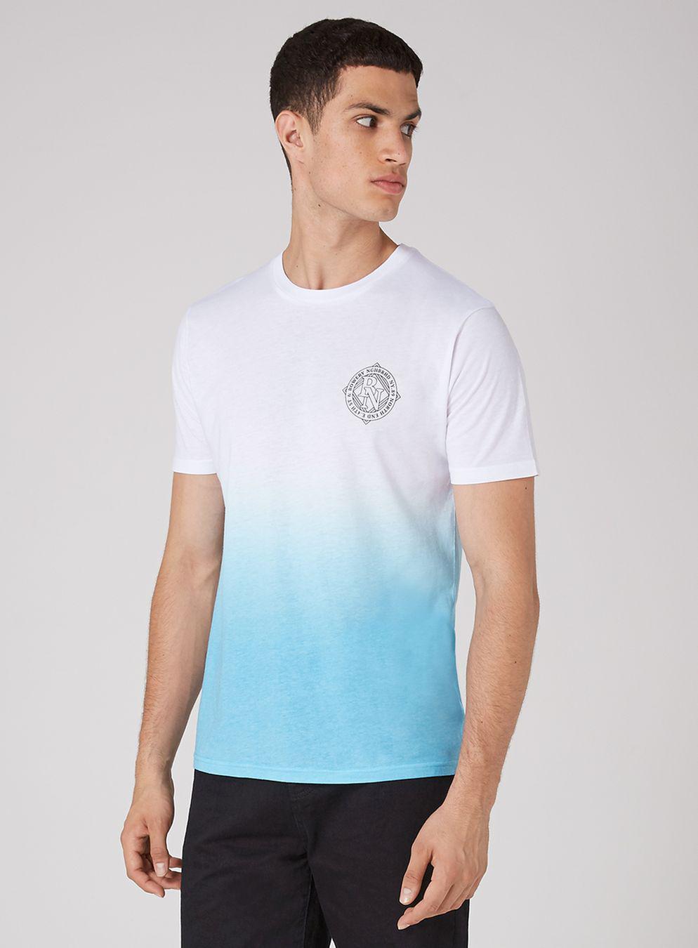 TOPMAN Synthetic White And Blue Slim Fit T-shirt for Men - Lyst