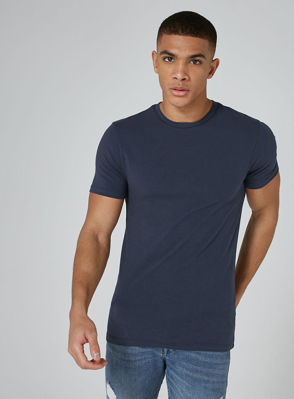Lyst - Topman Navy Ultra Muscle T-shirt in Blue for Men