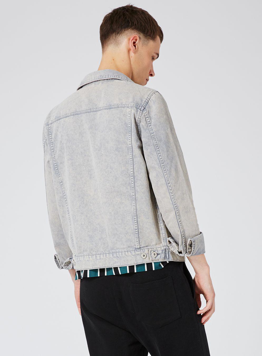 TOPMAN Gray Acid Wash Denim Jacket for Men - Lyst
