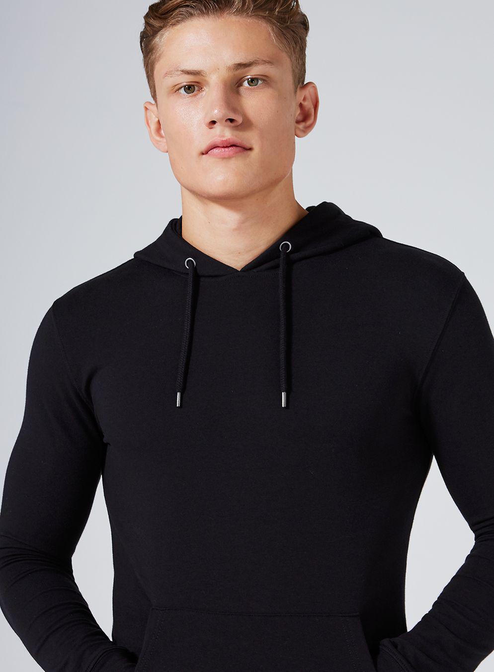 muscle fit hoodie black