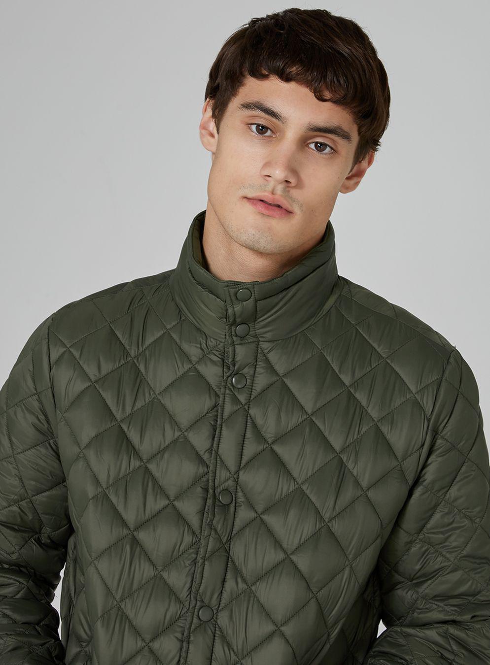 Topman Khaki Diamond Quilted Jacket in Green for Men Lyst