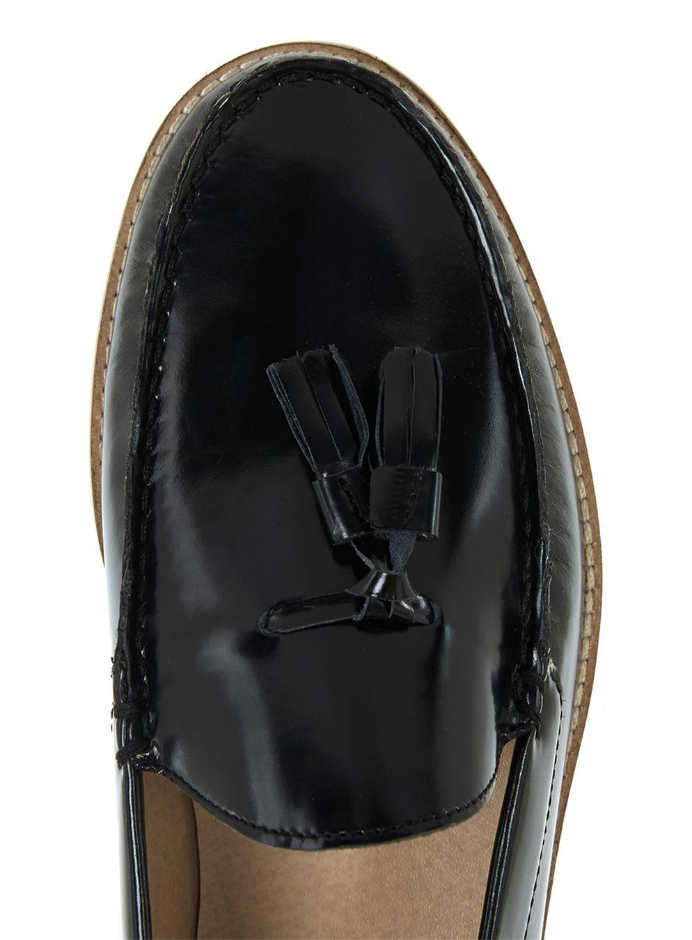 Lyst - TOPMAN Black Leather Tassel Loafer in Black for Men