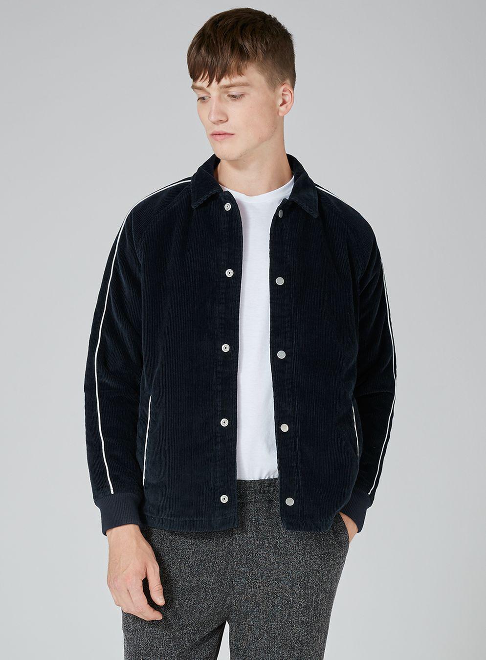Lyst Topman Navy Cord Coach Jacket in Blue for Men