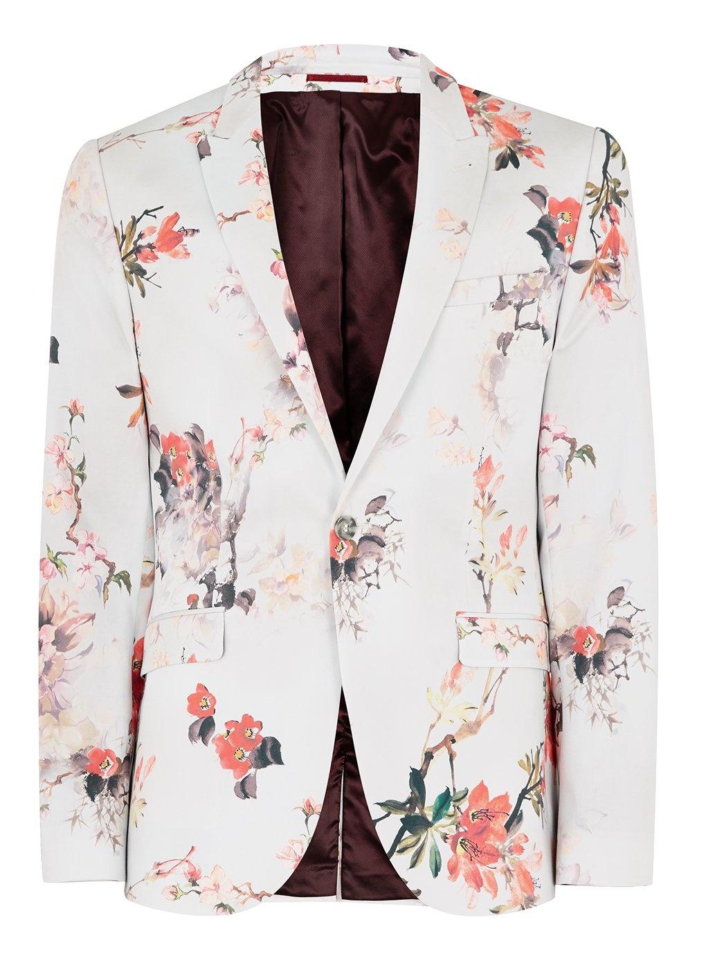 TOPMAN Cotton White Floral Super Skinny Suit Jacket for Men - Lyst
