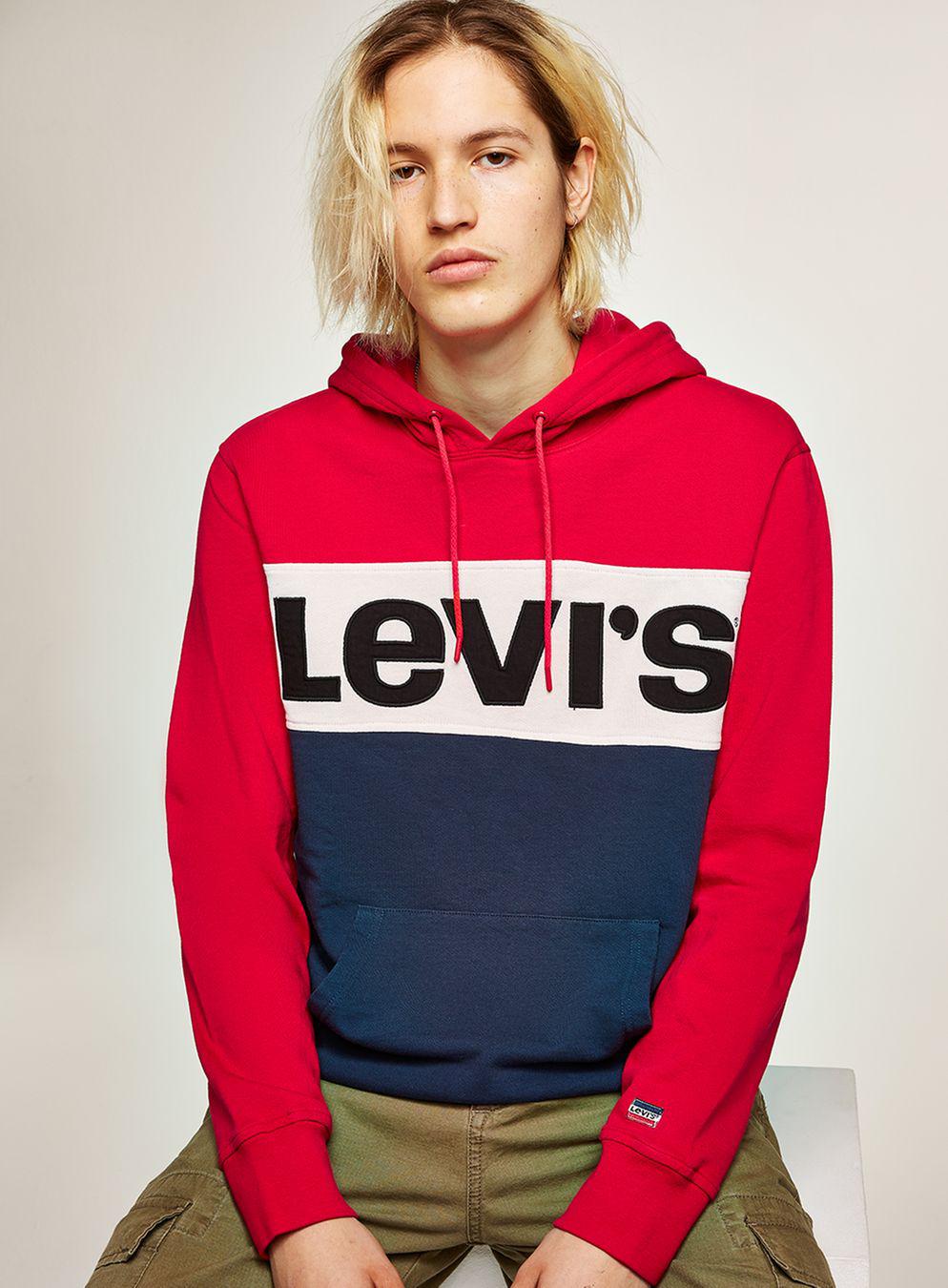 levi's red white and blue hoodie