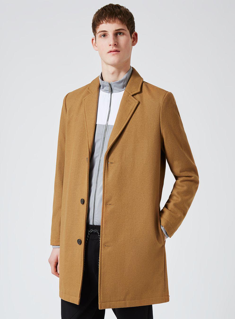topman overcoat camel