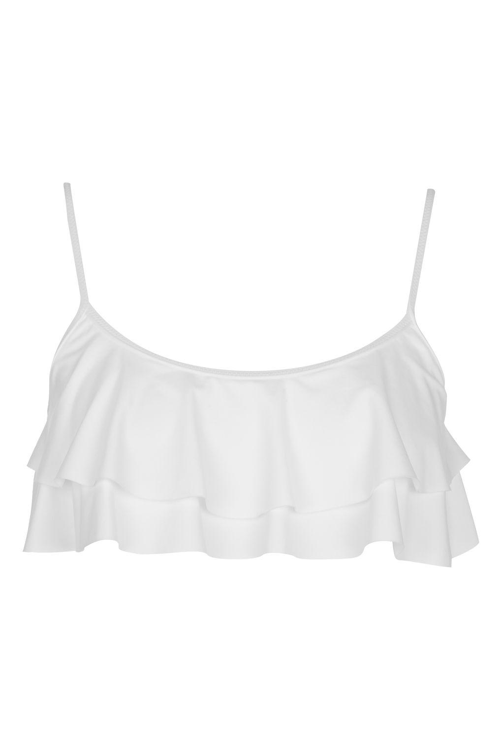 Frill Bikini Crop Top in White Lyst