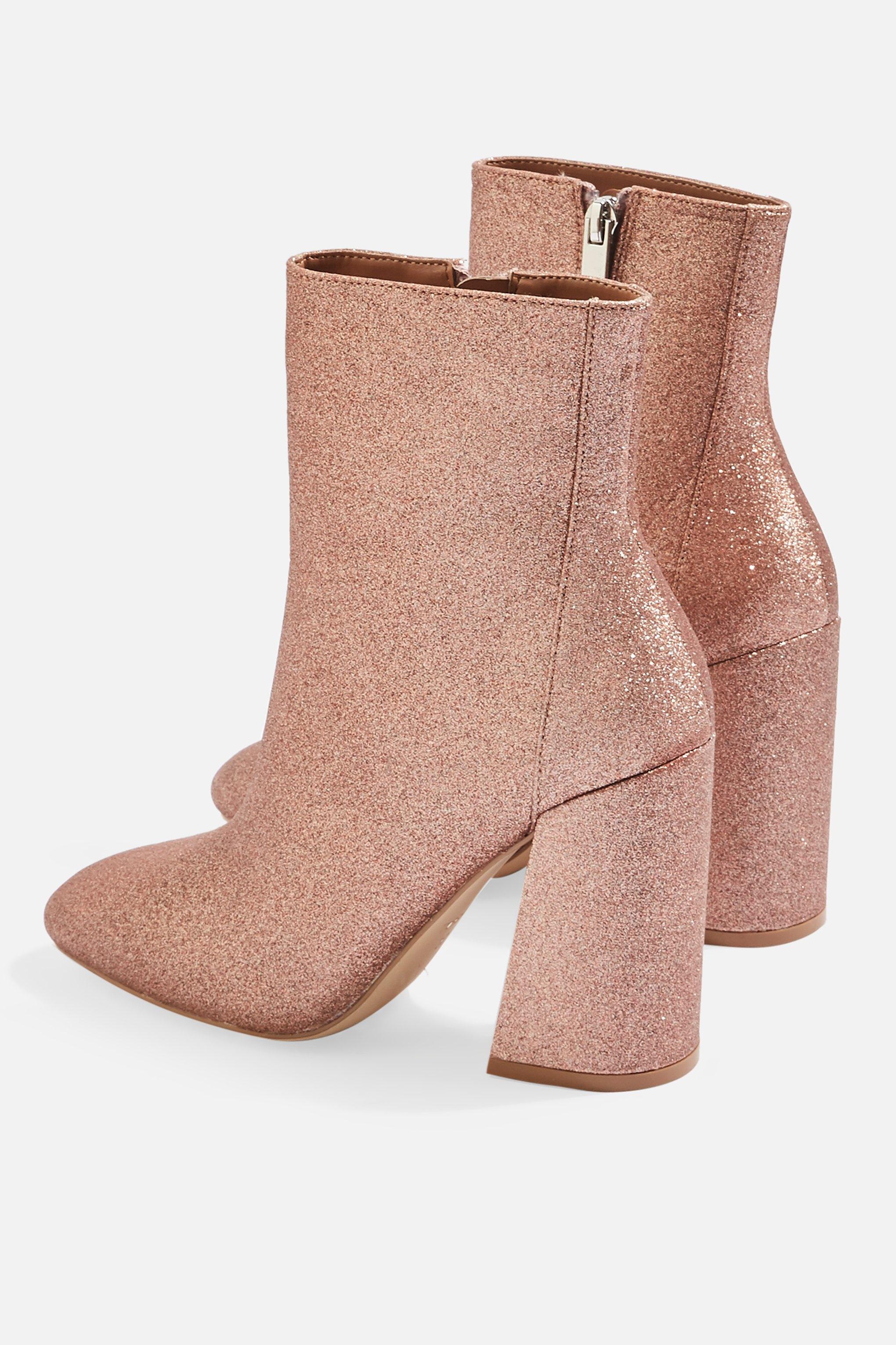 TOPSHOP Synthetic Bling Glitter Boots in Pink - Lyst