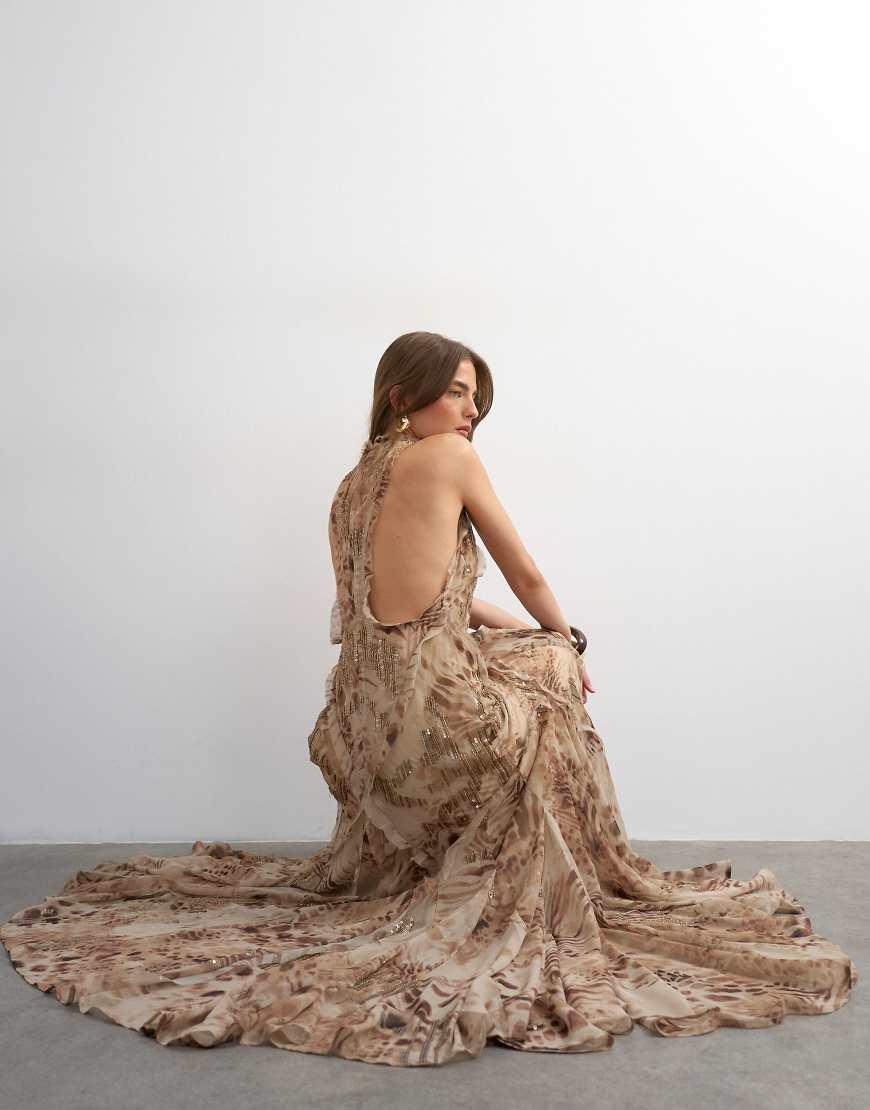 topshop backless dress Topshop a line cupro backless mini dress in brown