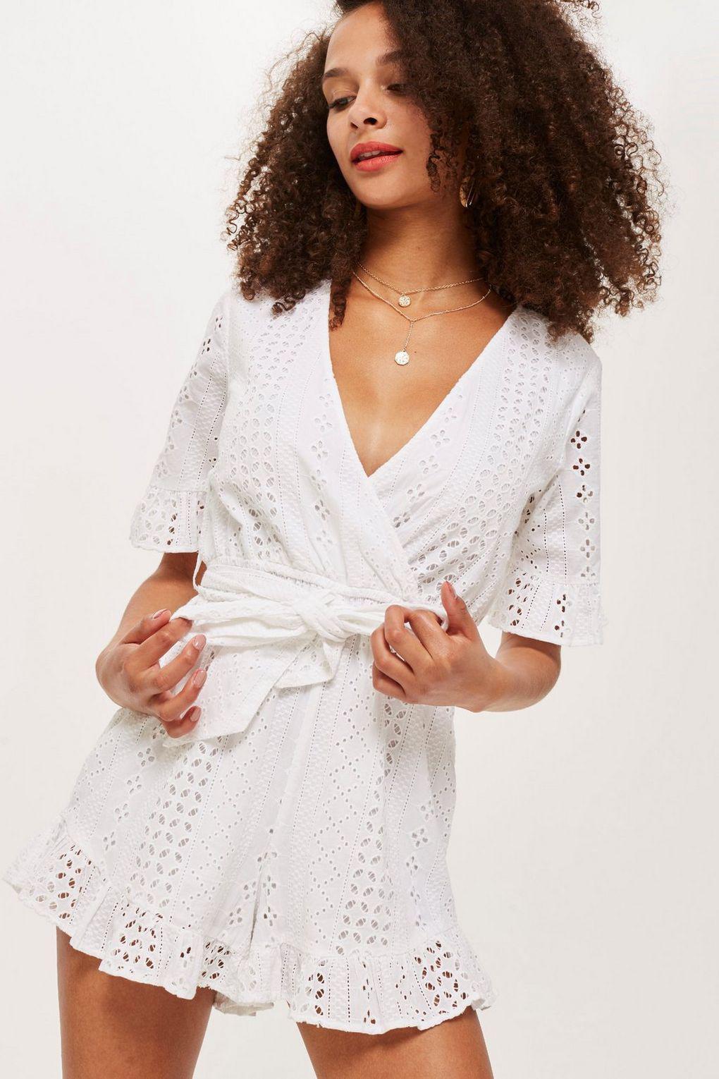 white broderie playsuit