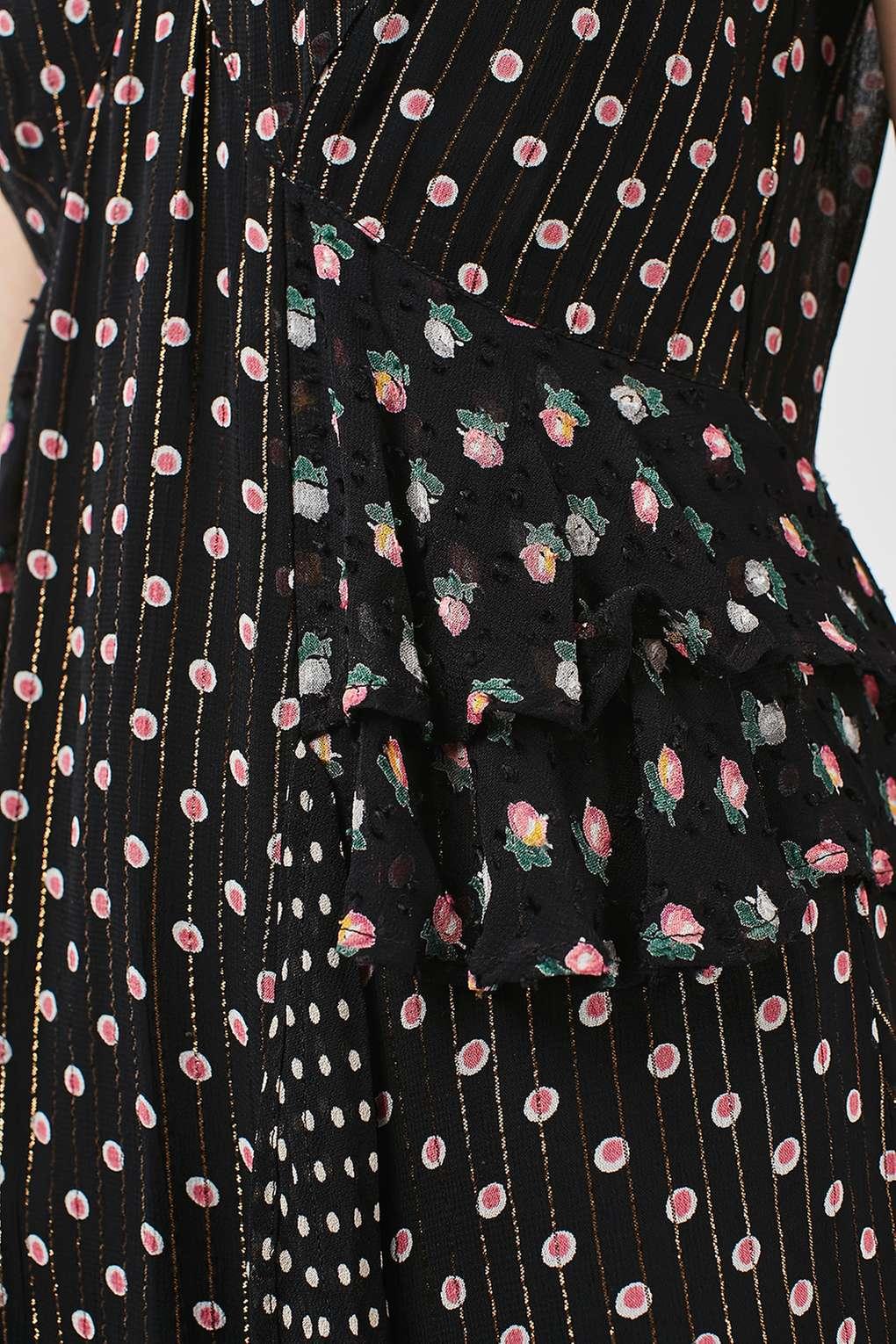 floral polka dot mix midi dress