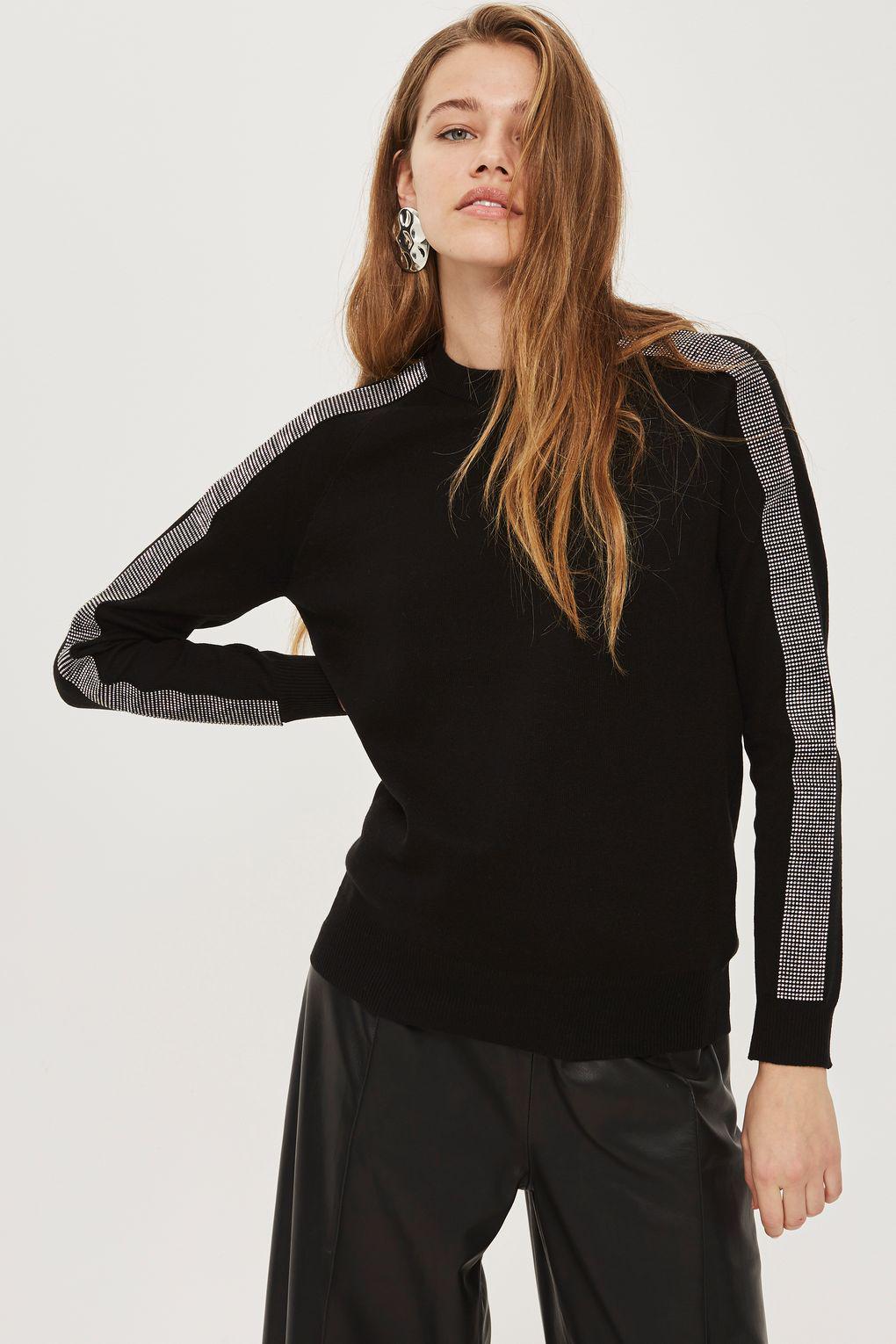 diamante sleeve jumper