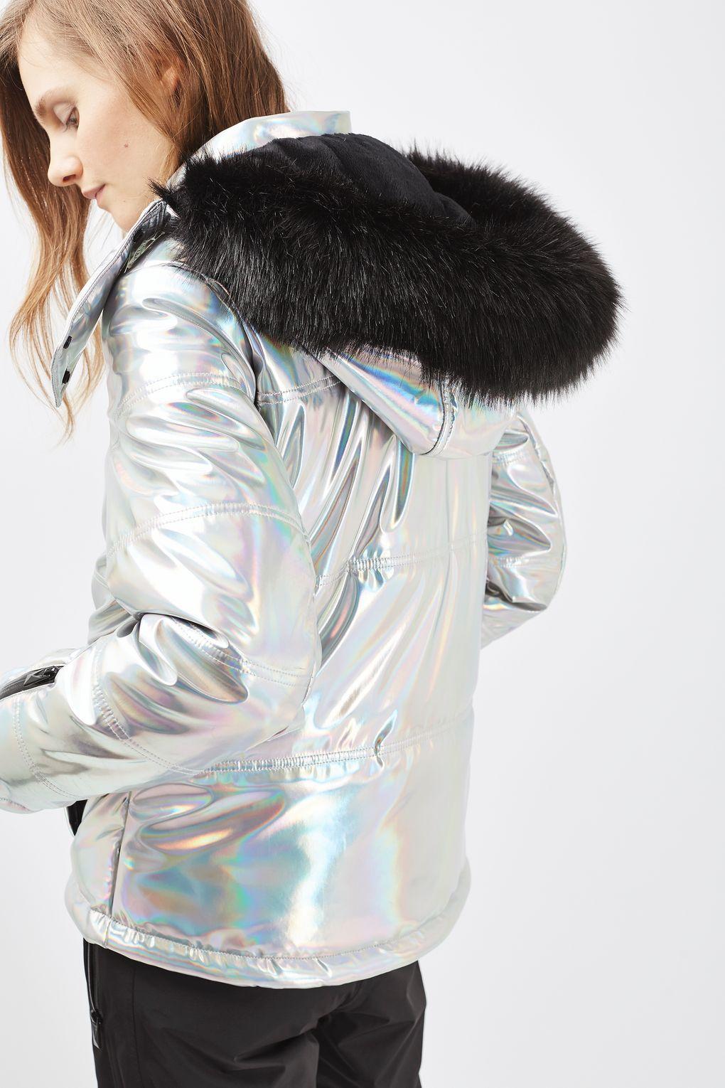 TOPSHOP Holographic Ski Jacket By Sno in Silver (Metallic) - Lyst