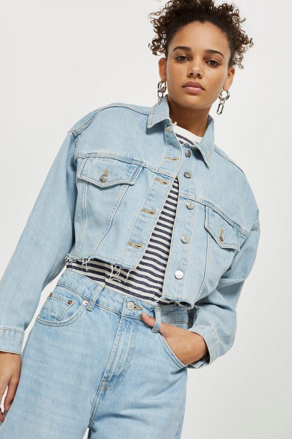 raw hem cropped denim jacket