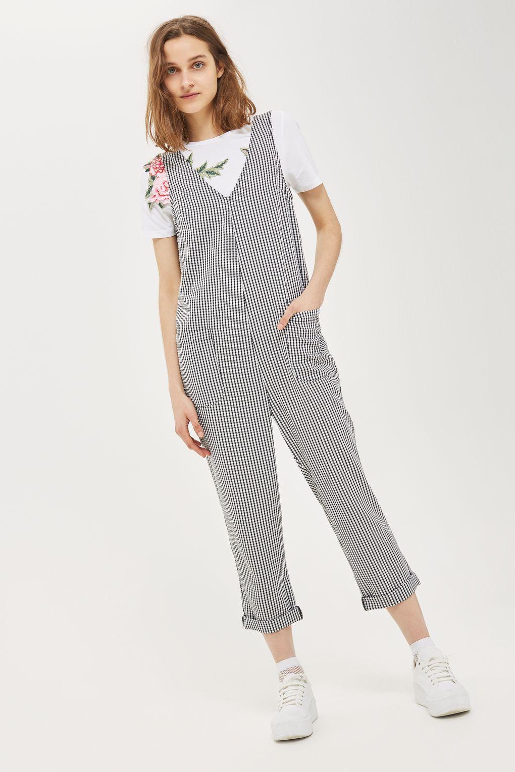 topshop gingham jumpsuit