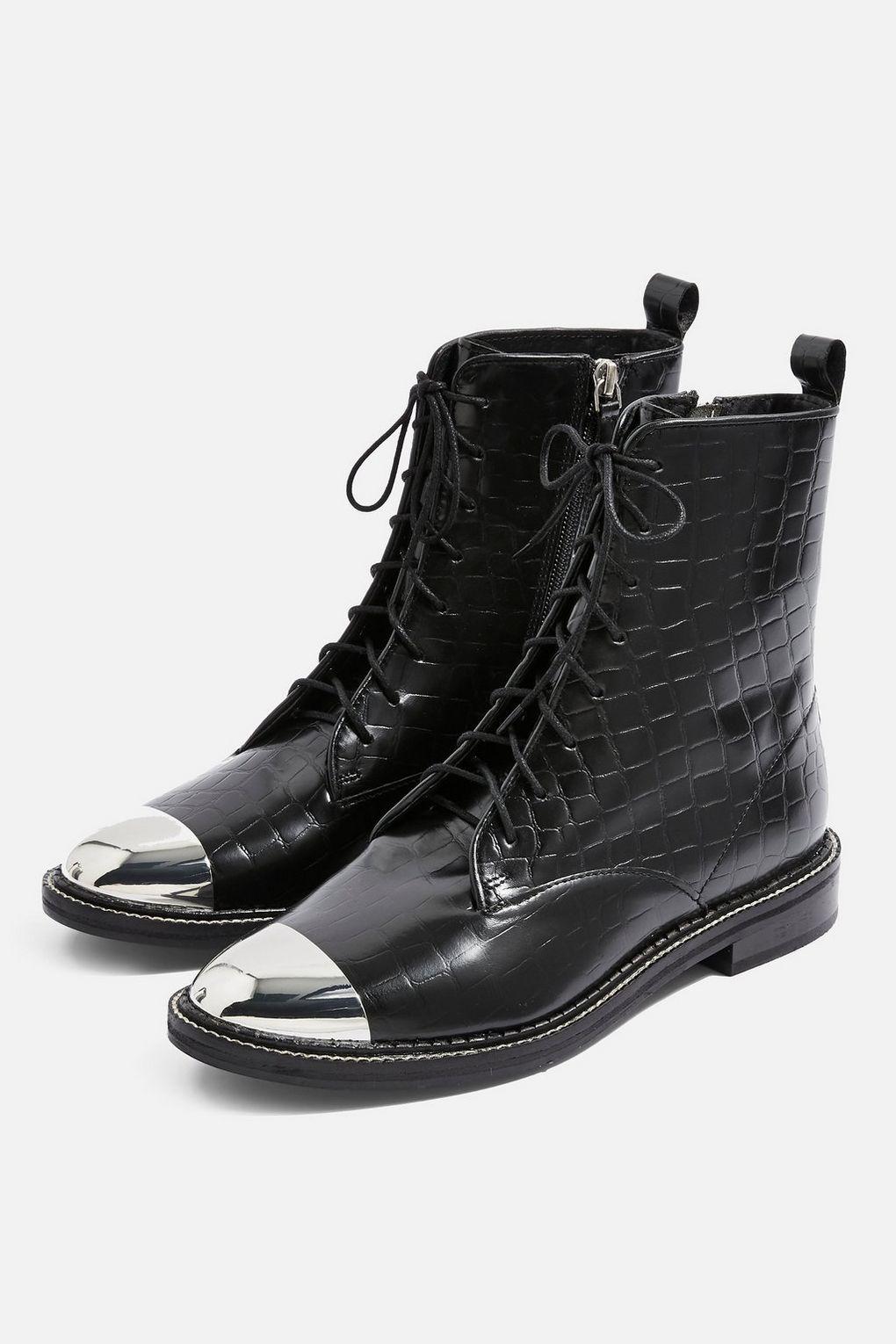 crocodile lace up boots