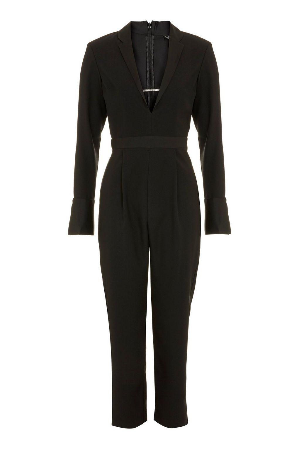 TOPSHOP Synthetic Tuxedo Jumpsuit in Black - Lyst