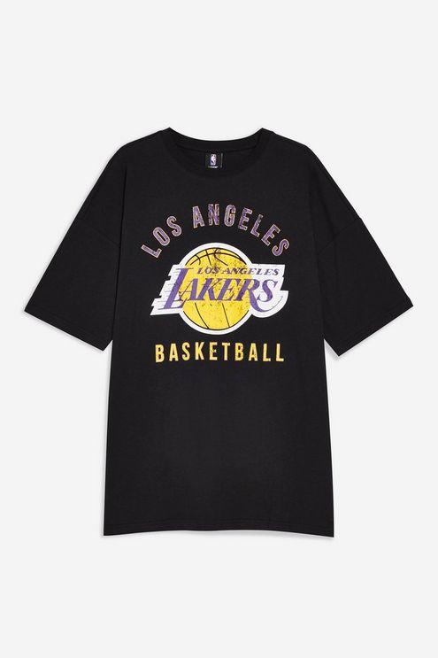 TOPSHOP Cotton Lakers Oversized Boyfriend T-shirt By in Black - Lyst