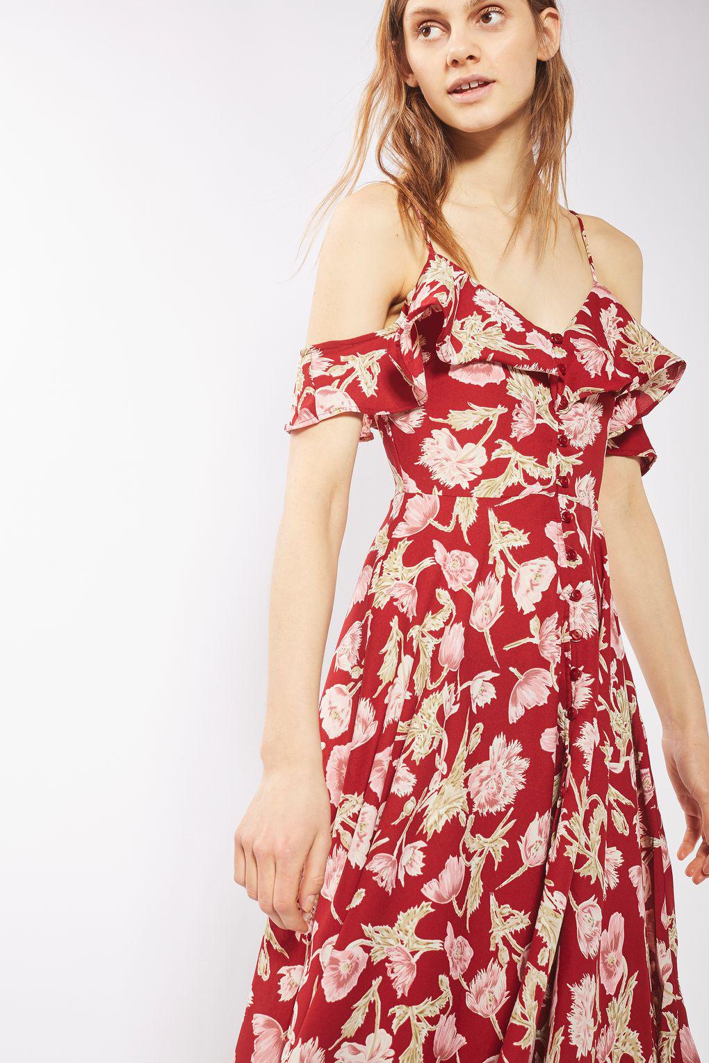 Floral Handkerchief Hem Dress