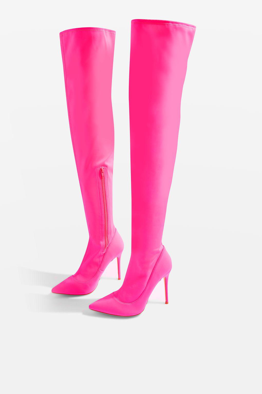 pink high heel boots