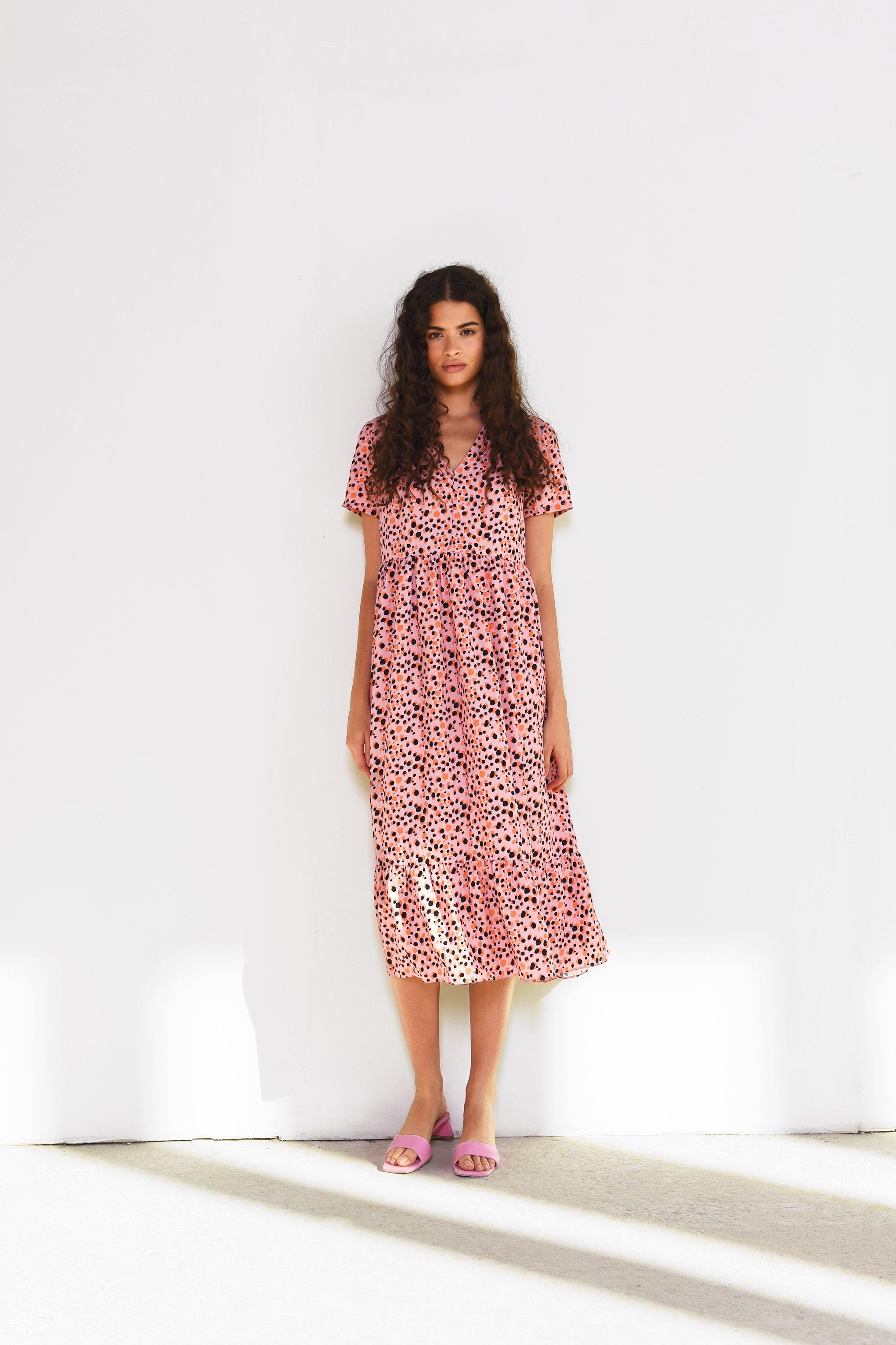 dalmation print midi dress