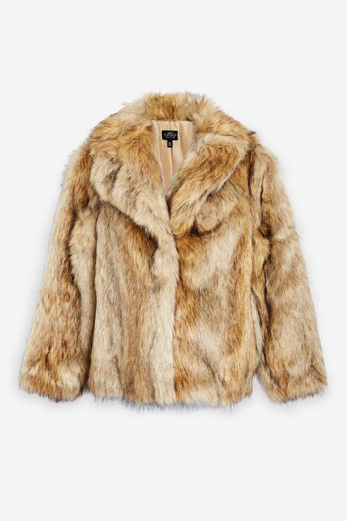 TOPSHOP maternity Vintage Style Faux Fur Jacket in Brown - Lyst