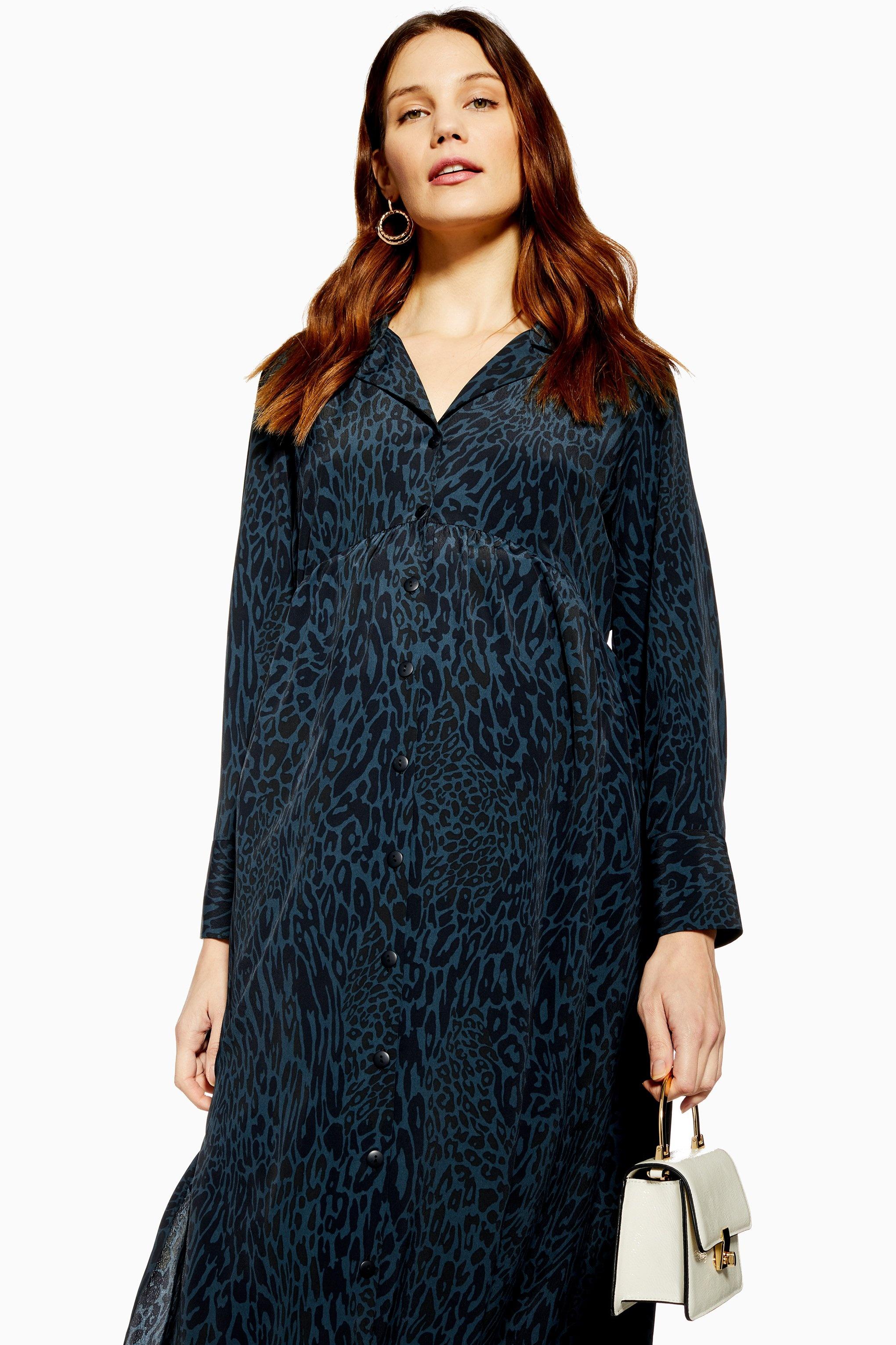 topshop teal animal print dress