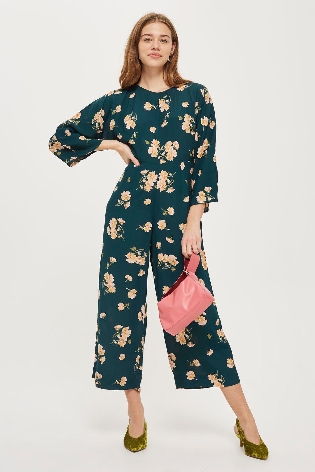 green flower jumpsuit