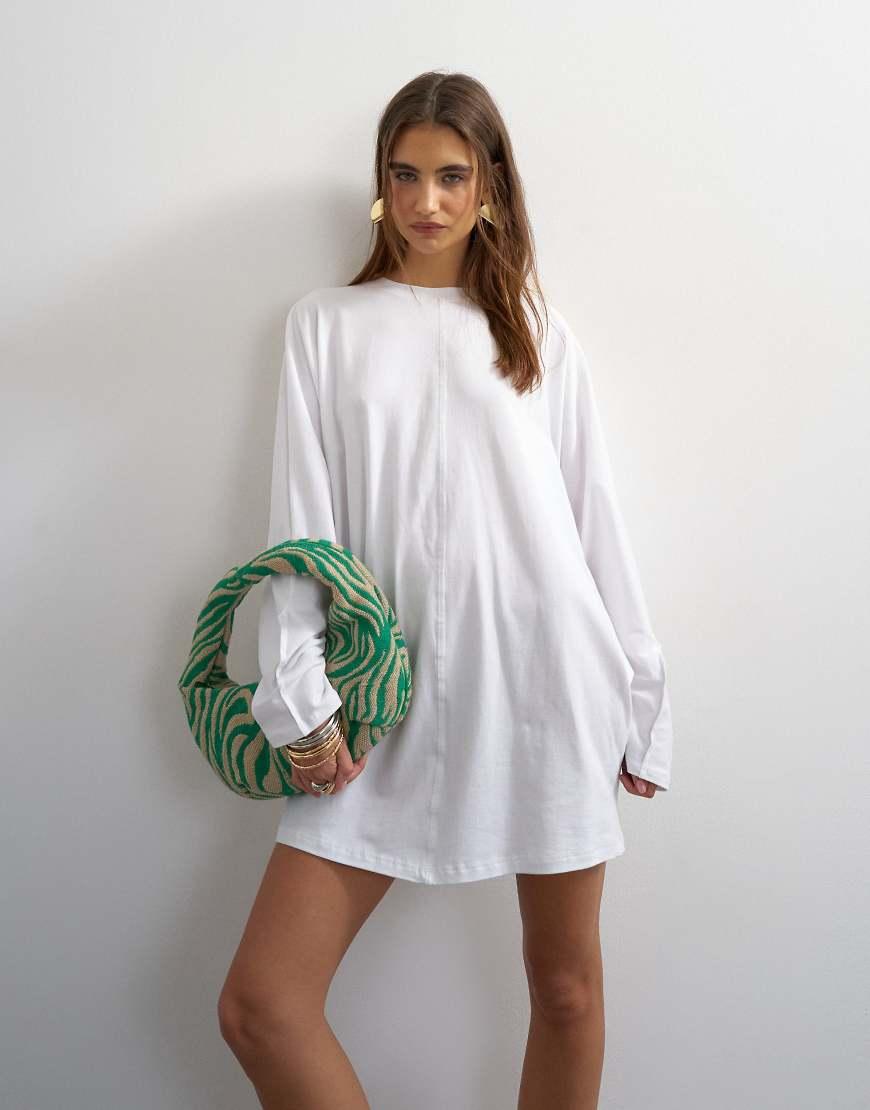 topshop white embroidered dress - WHITE