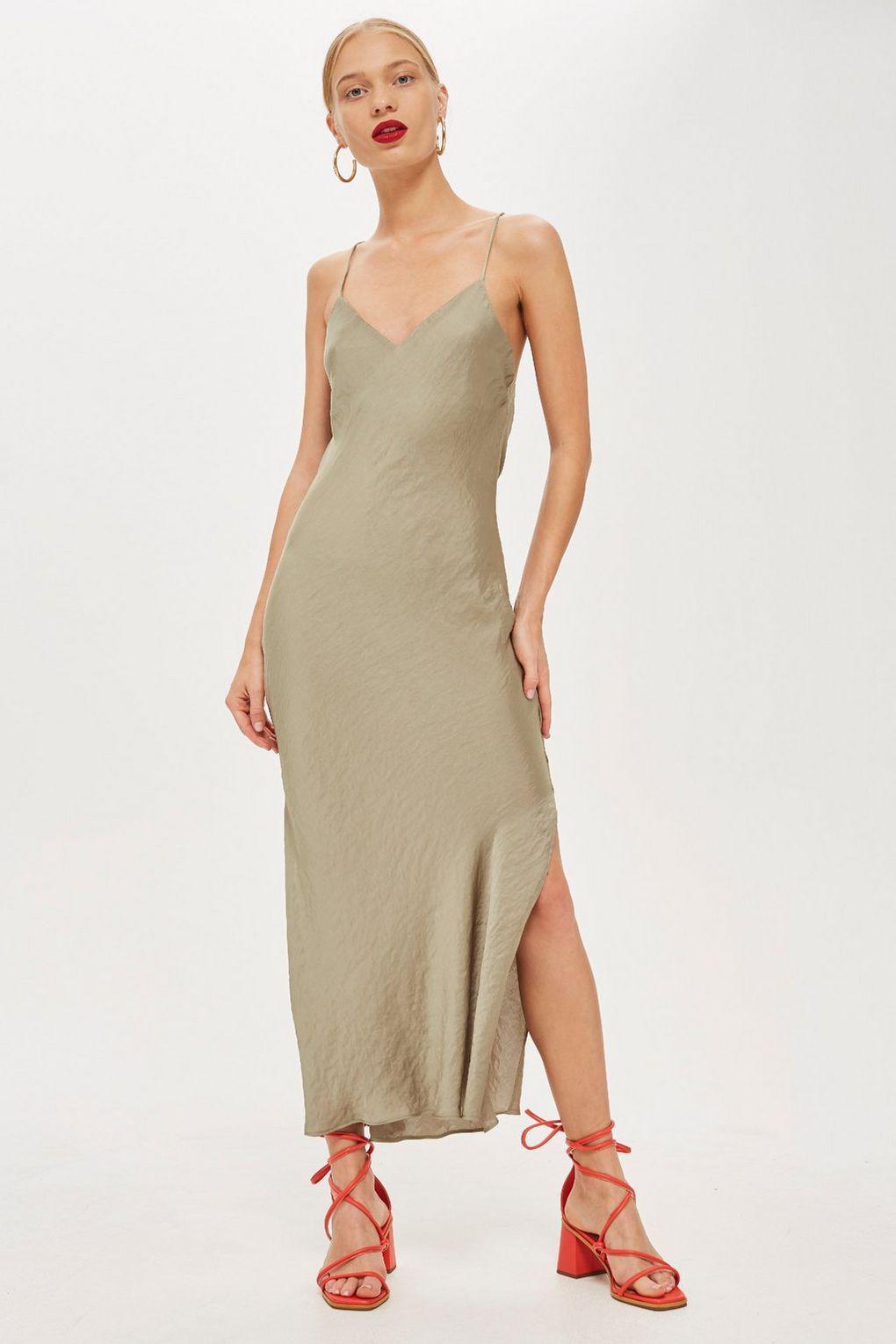 olive green slip dress