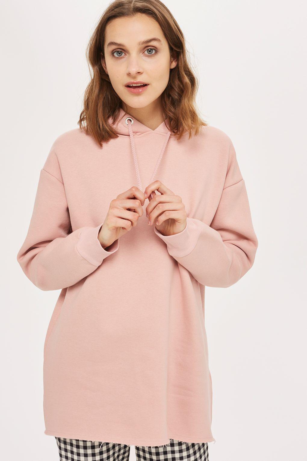 pink longline hoodie