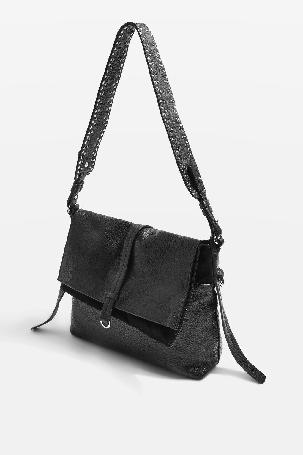 TOPSHOP Premium Leather Small Slouch Hobo Bag in Black - Lyst