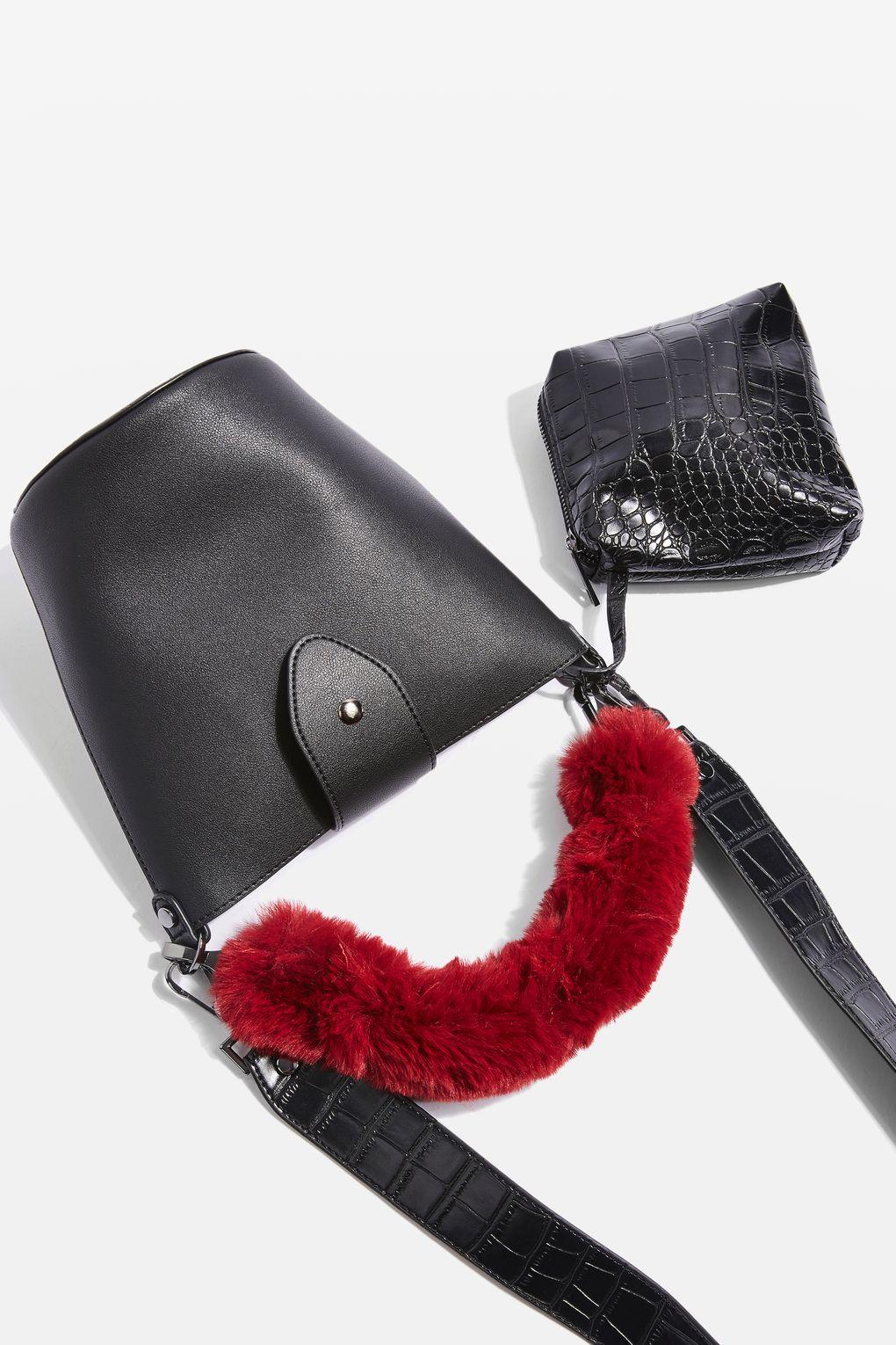 faux fur handle bag